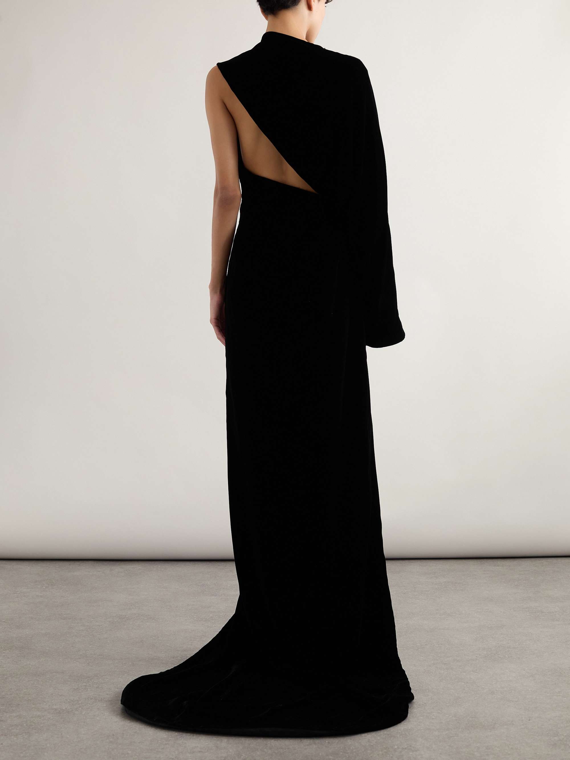 One-shoulder cutout velvet gown view