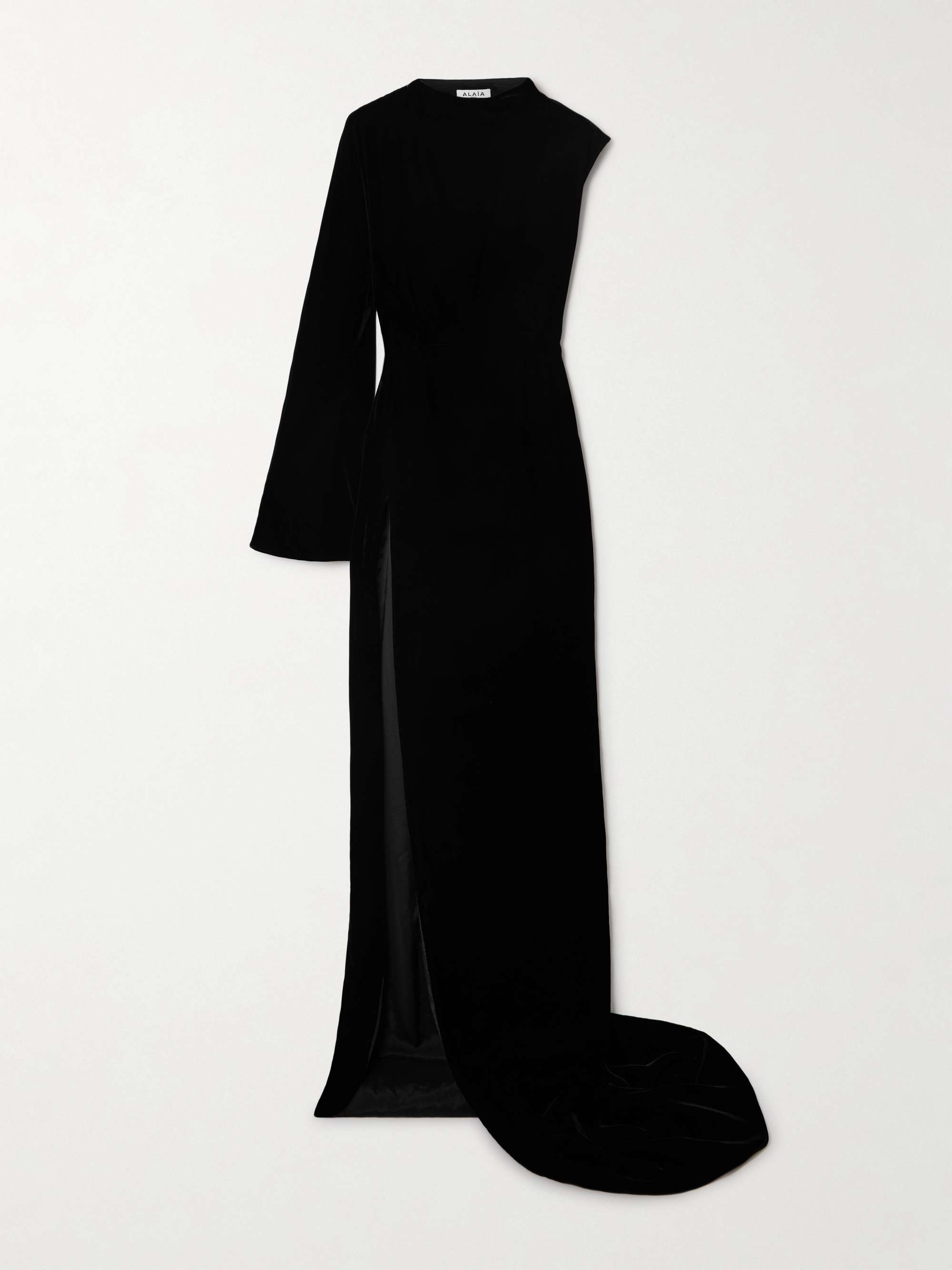 One-shoulder cutout velvet gown view