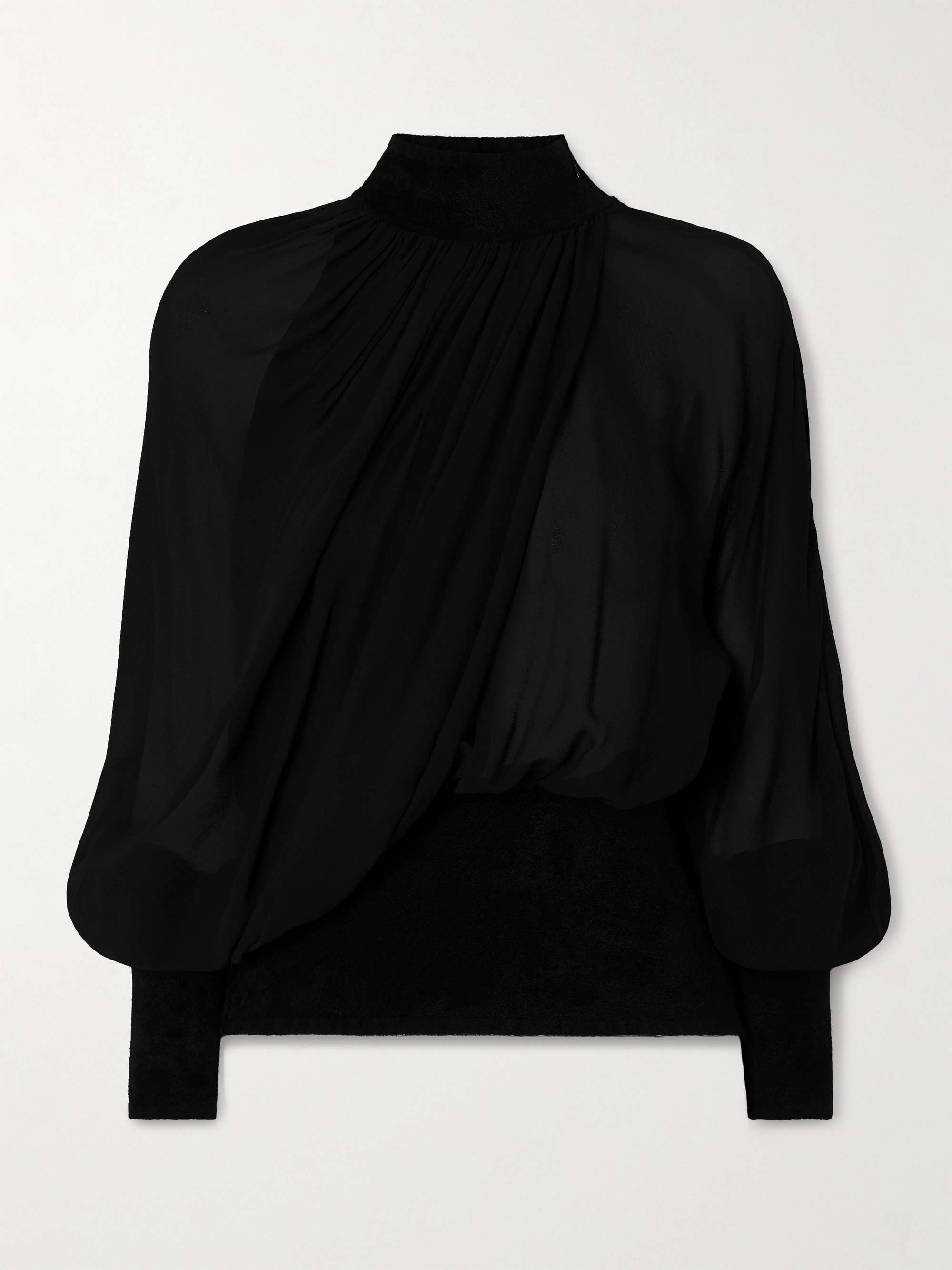Turtleneck asymmetric chiffon blouse view