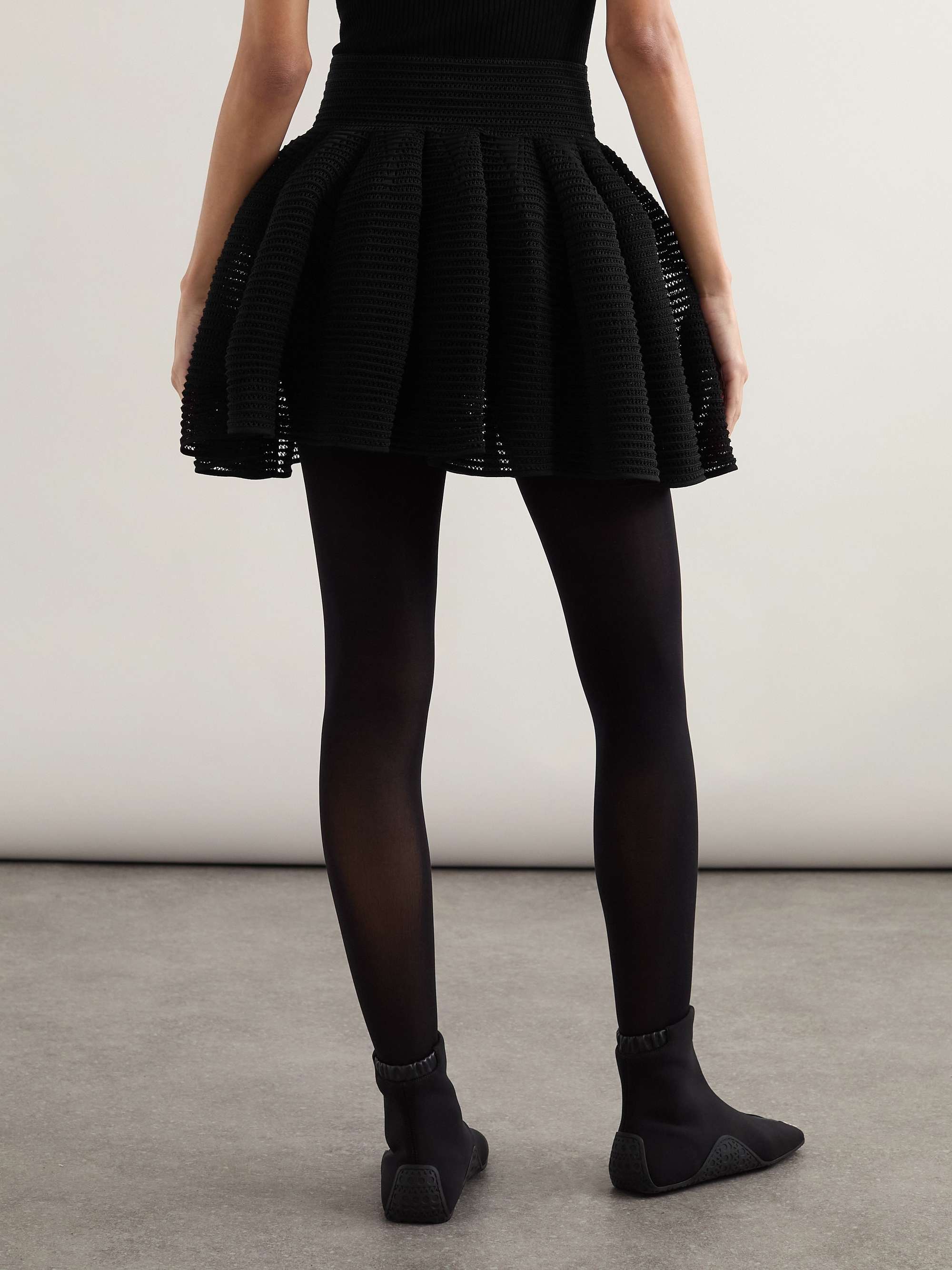 Pleated open-knit mini skirt view