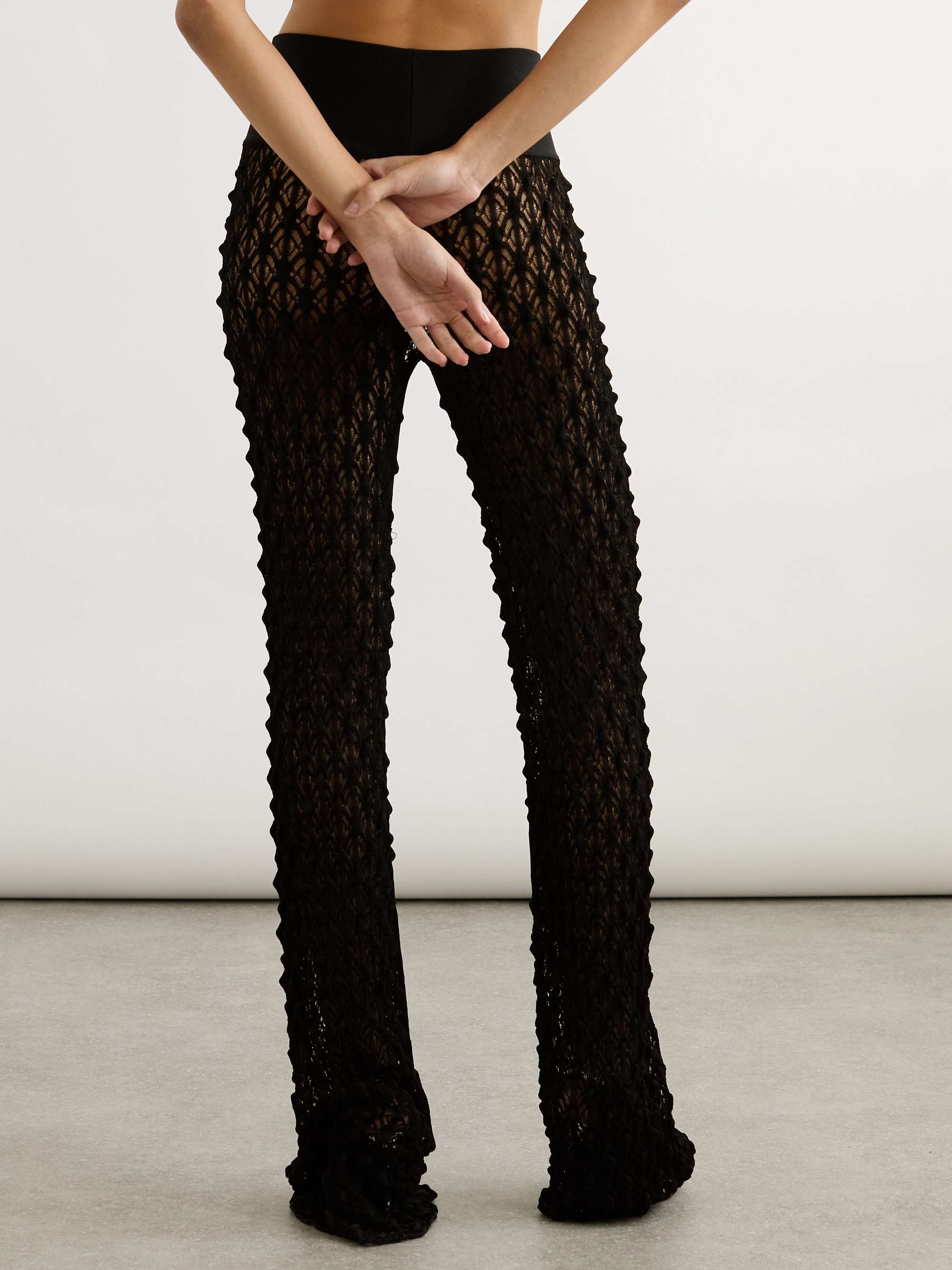Open-knit straight-leg pants view