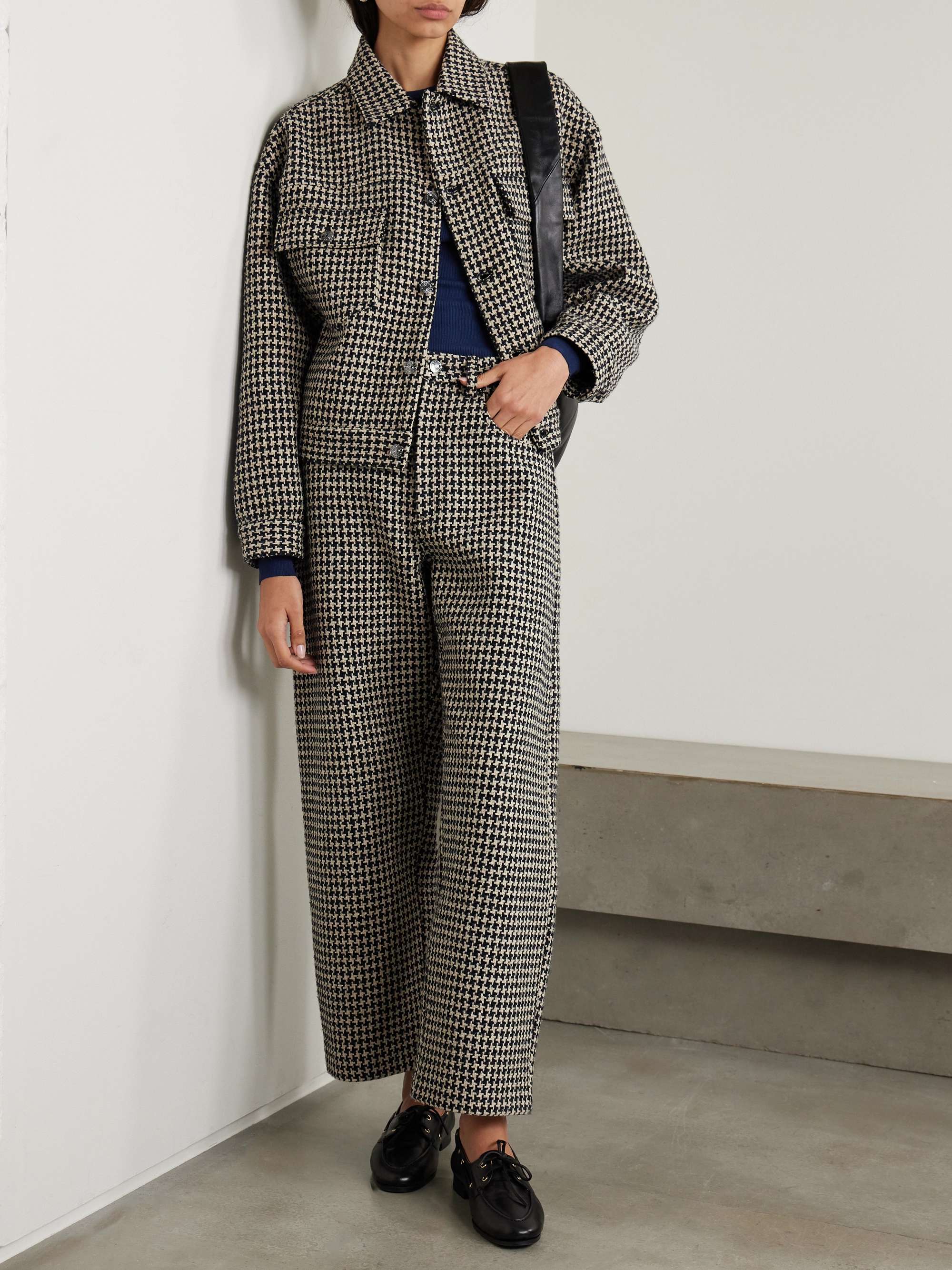 The Tweed Barrel houndstooth tweed wide-leg pants view