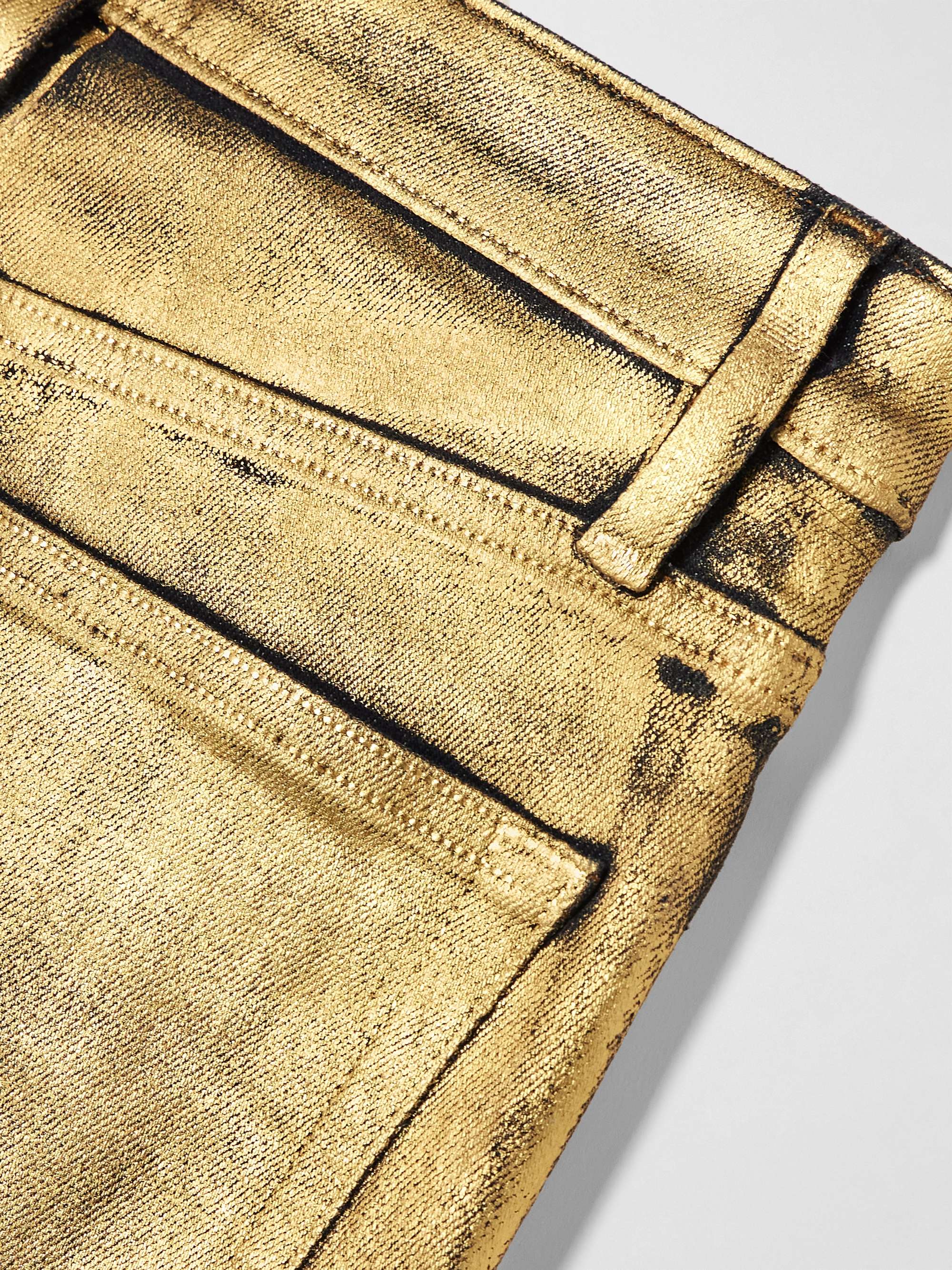 Le Crop Mini cropped metallic coated high-rise bootcut jeans view