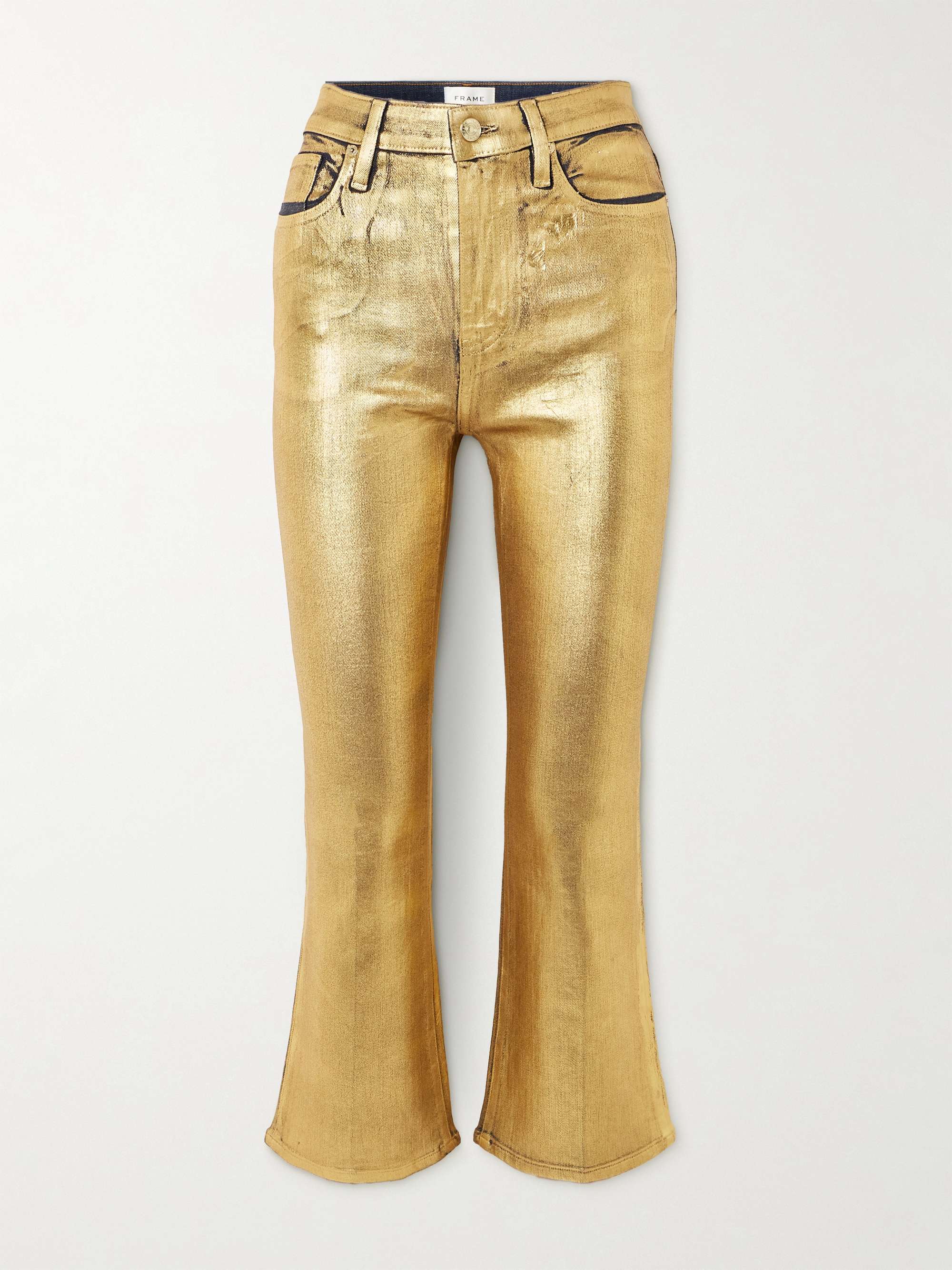 Le Crop Mini cropped metallic coated high-rise bootcut jeans view