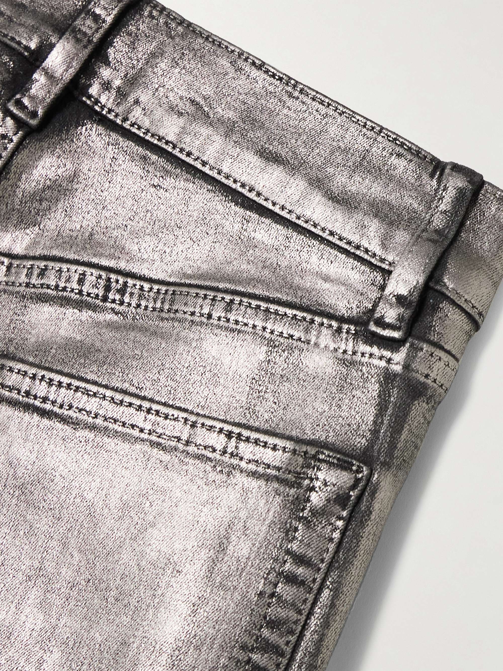 Le Sleek metallic coated high-rise straight-leg jeans view