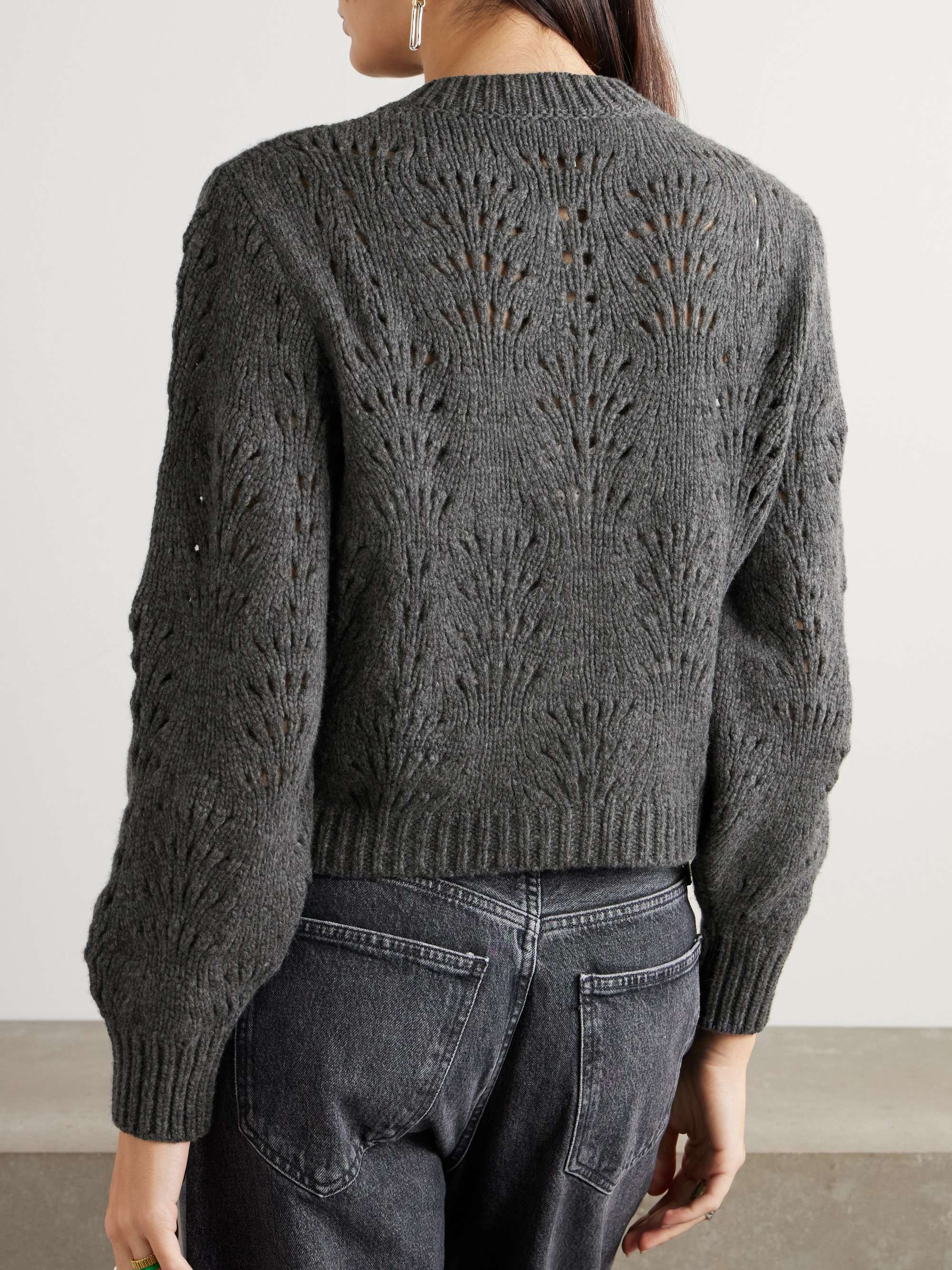 Open-knit merino wool cardigan view
