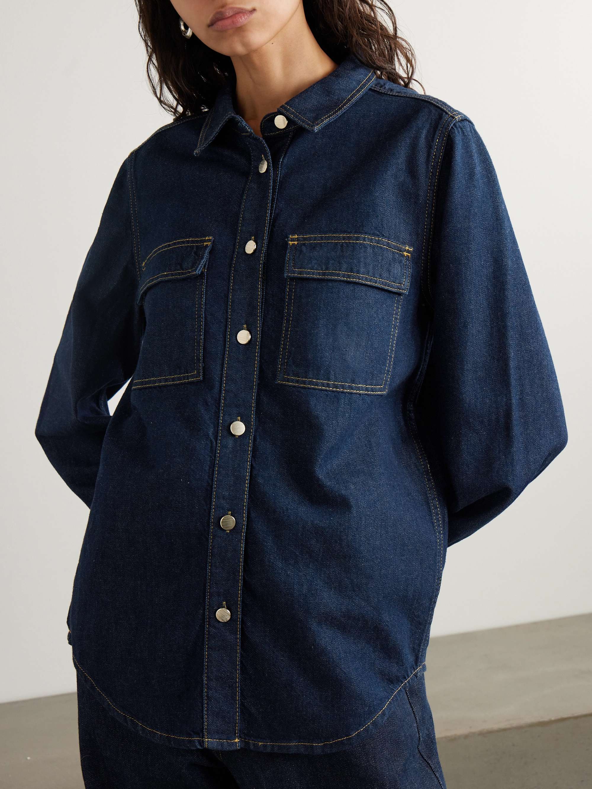 The Trapunto topstitched organic denim shirt view
