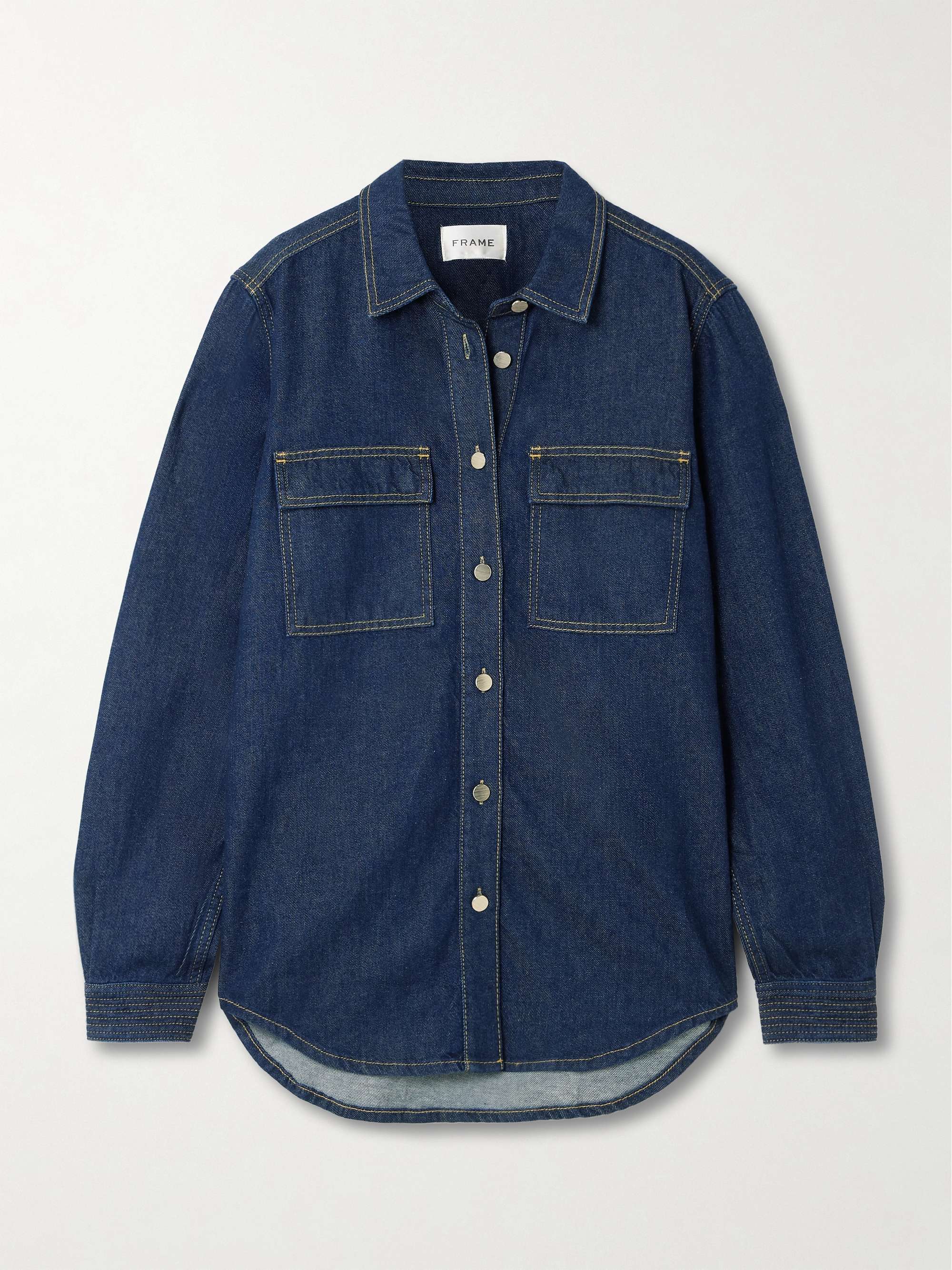 The Trapunto topstitched organic denim shirt view