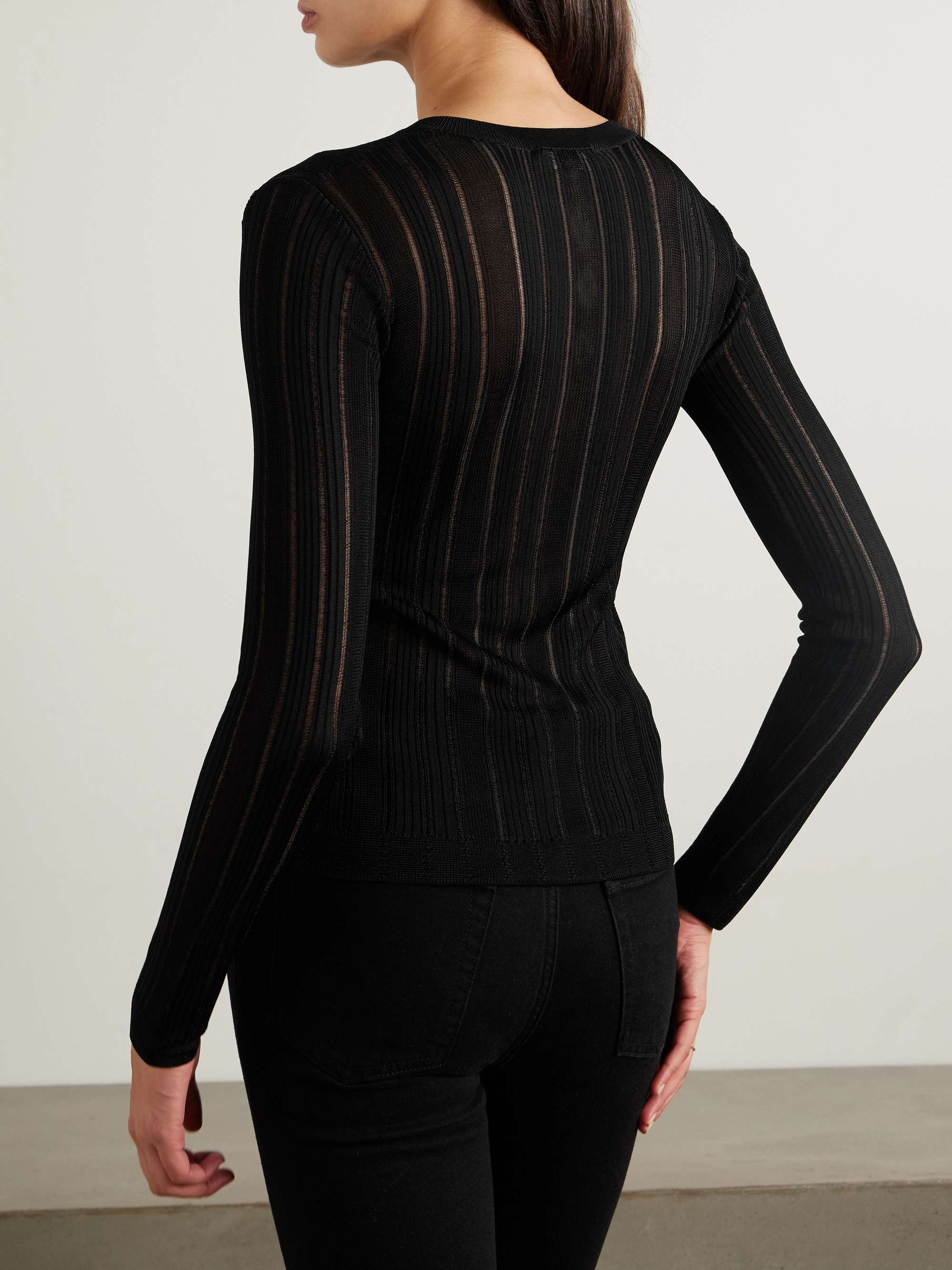 Ribbed-knit Henley top view