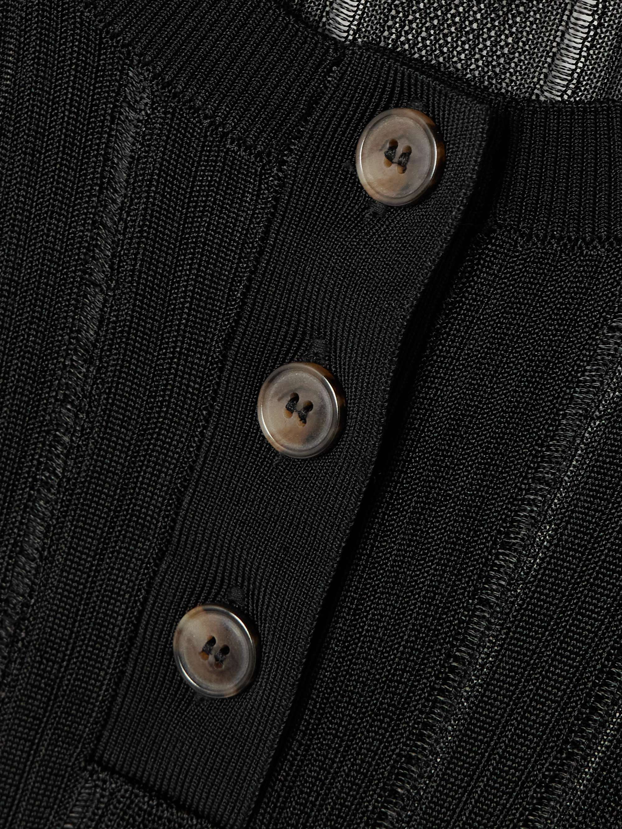 Ribbed-knit Henley top view