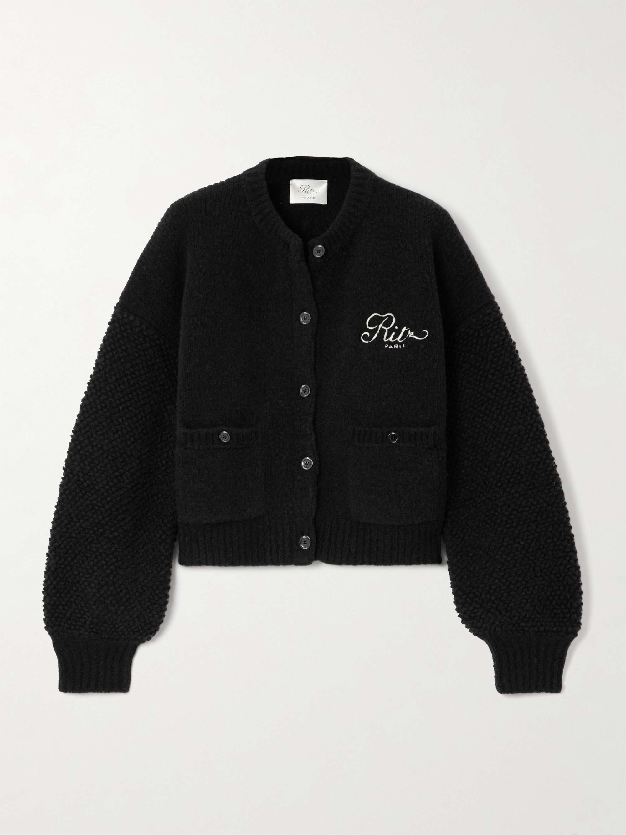+ Ritz Paris cropped embroidered wool-blend cardigan view