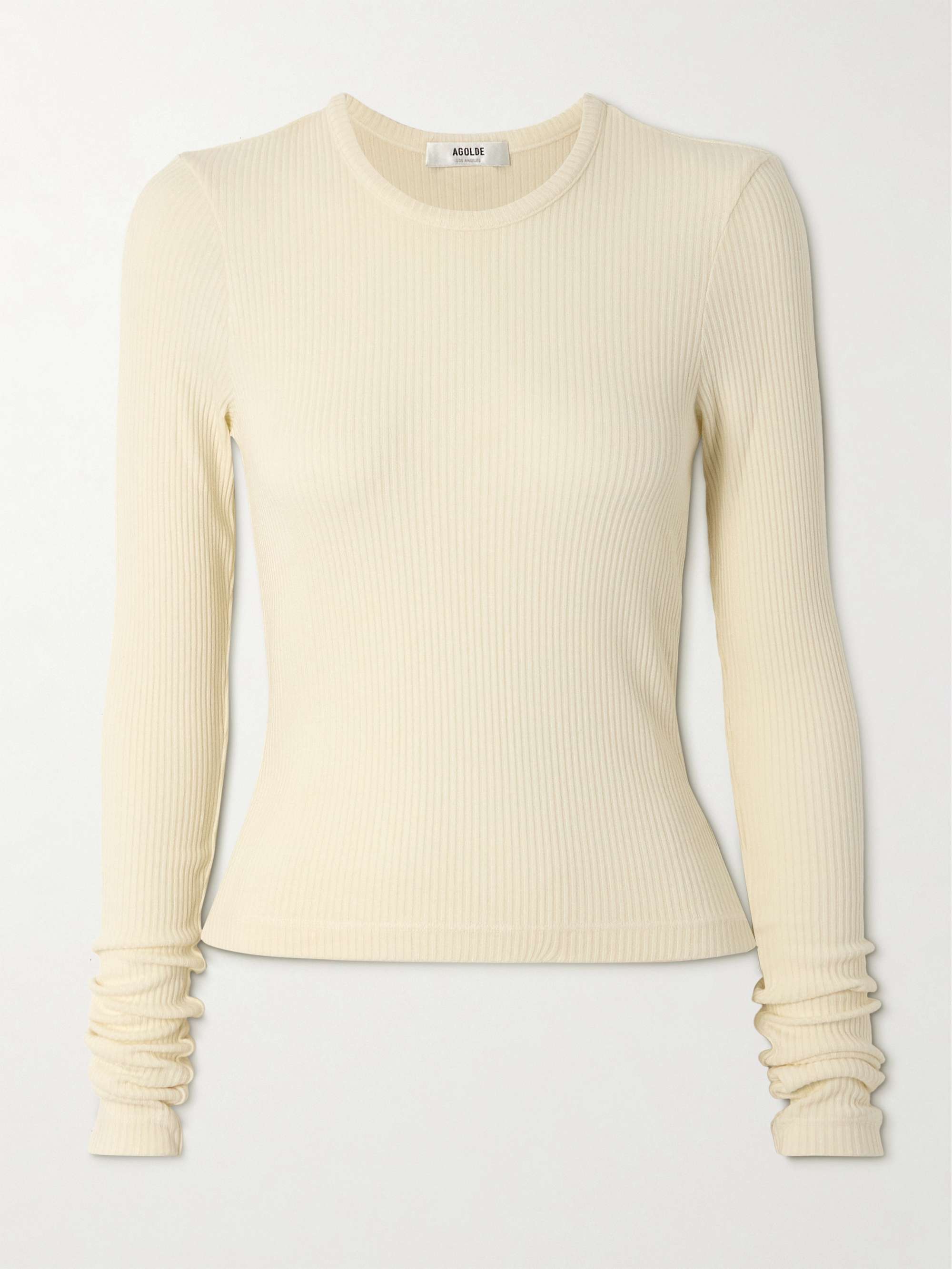 Alma Shrunken ribbed stretch Lyocell and organic cotton-blend top view