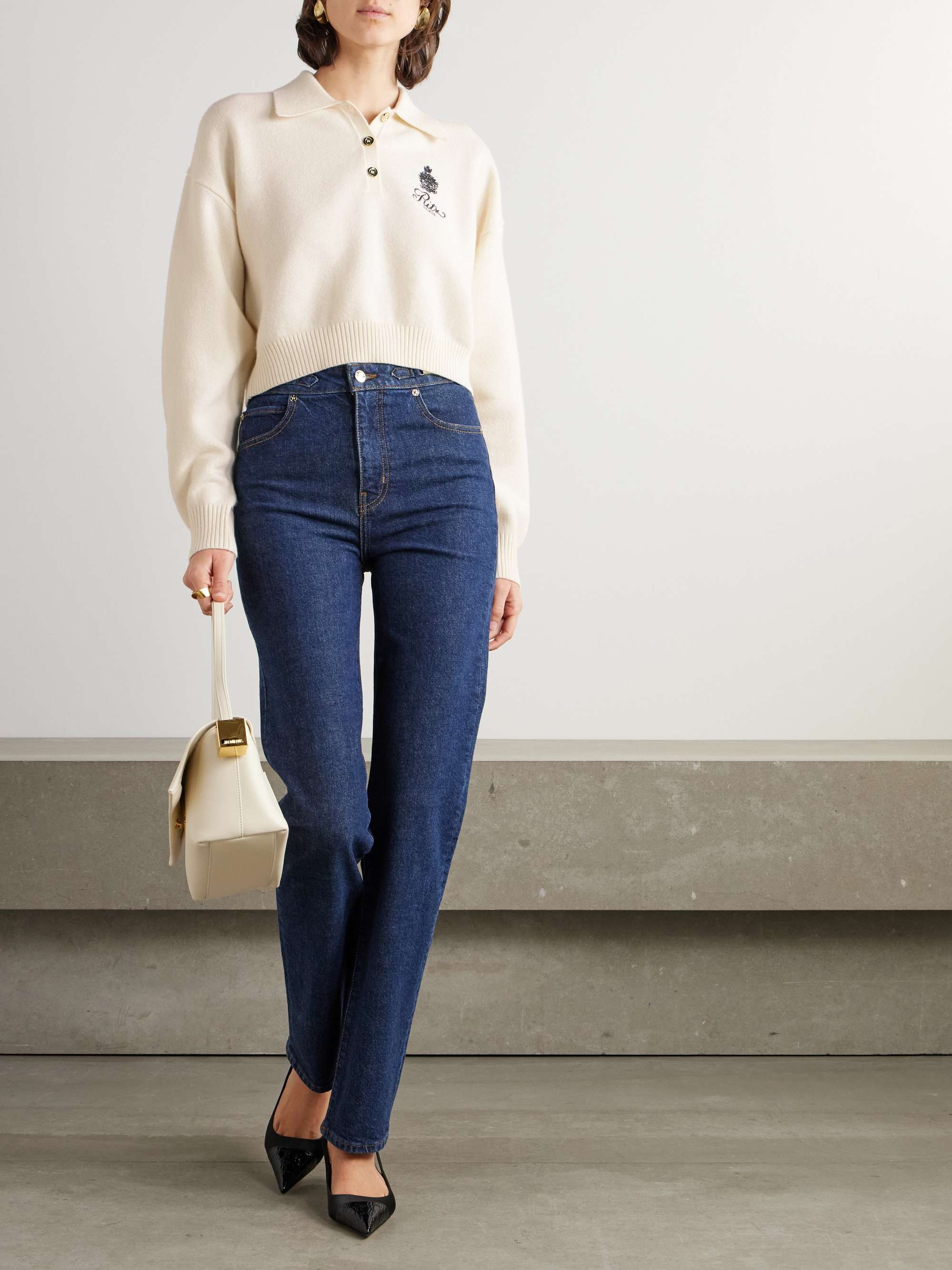 + Ritz Paris embroidered cashmere polo sweater view