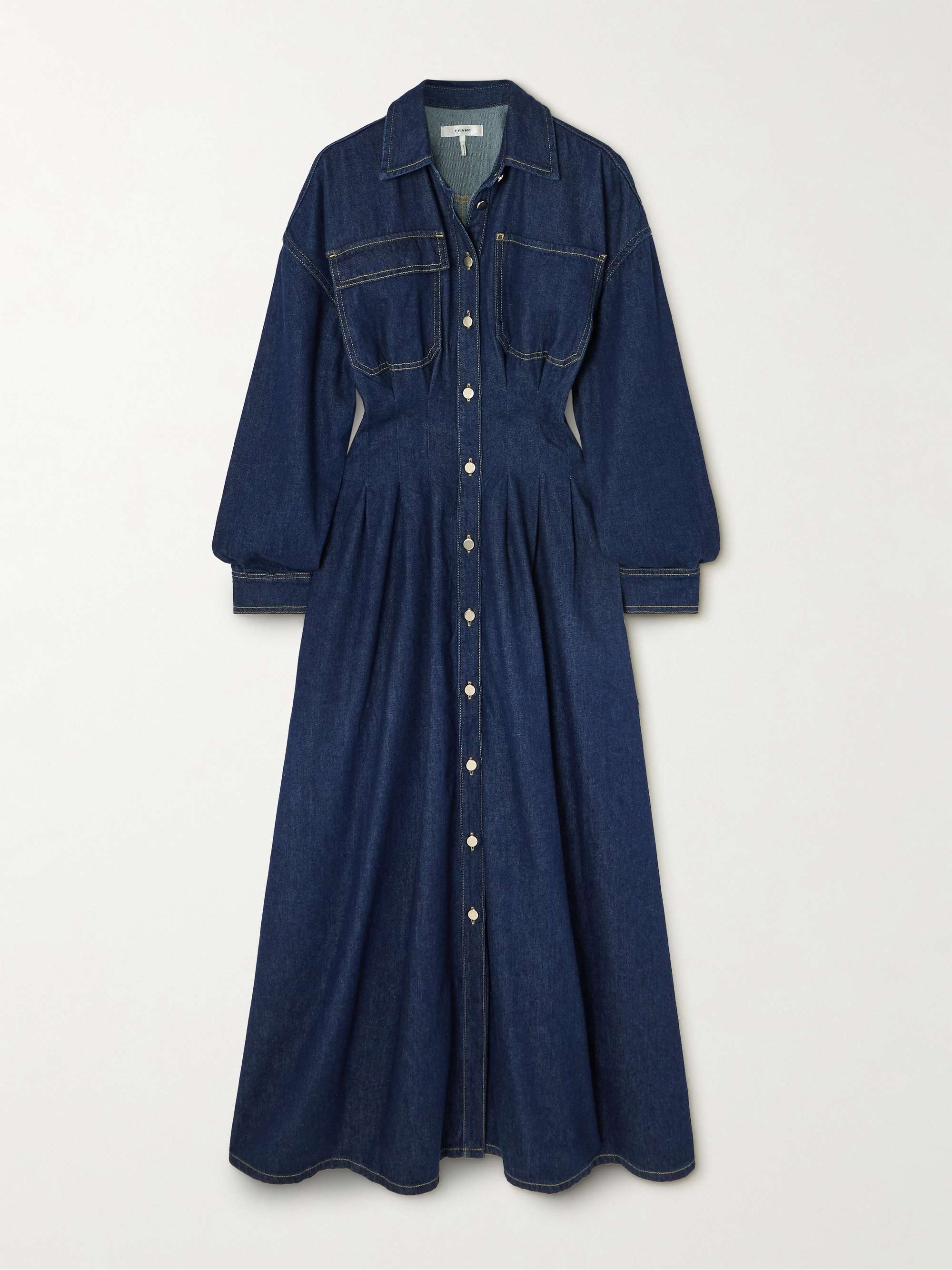 The Nipped pleated denim maxi dress view