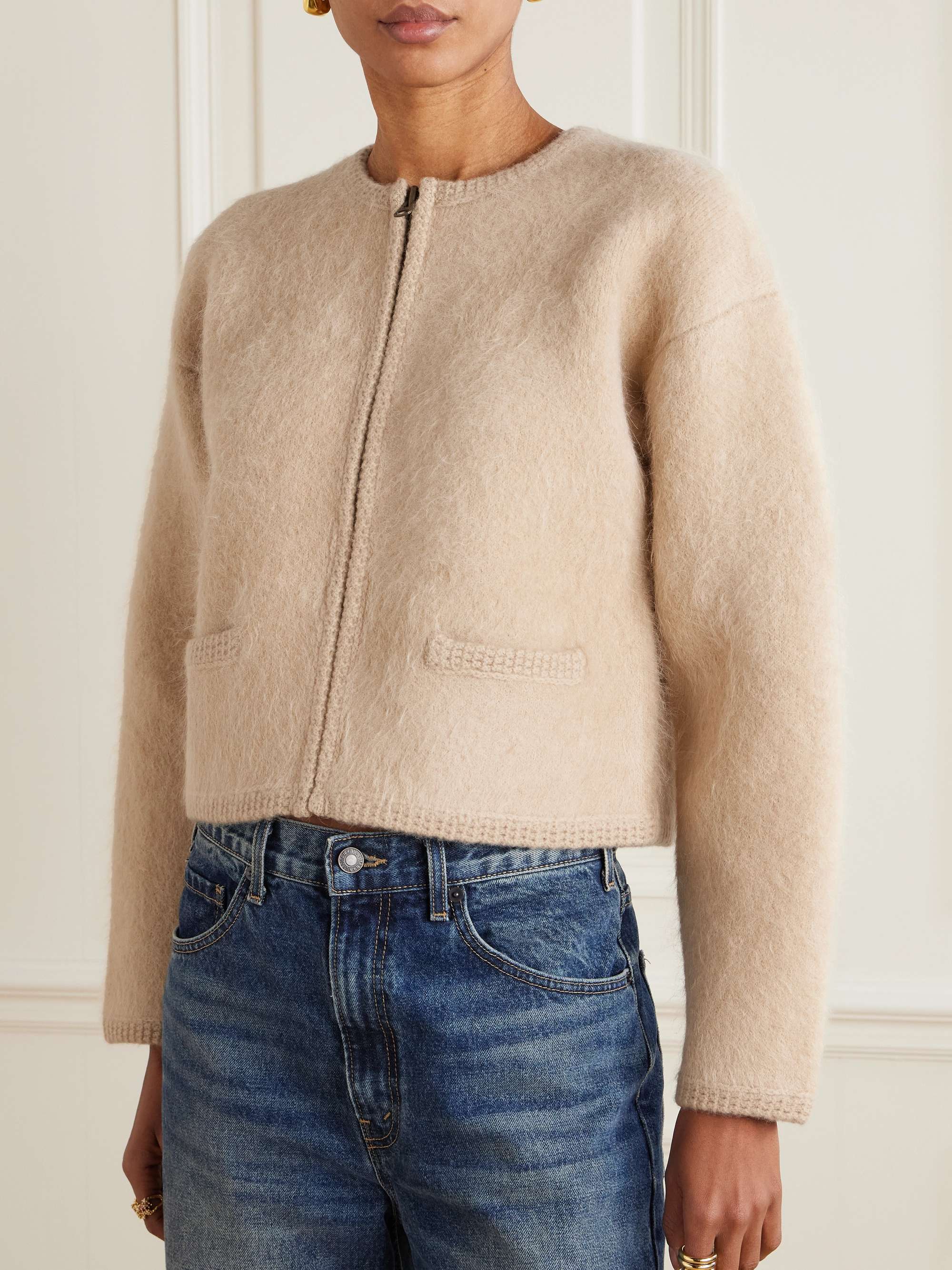 Brushed wool-blend cardigan view