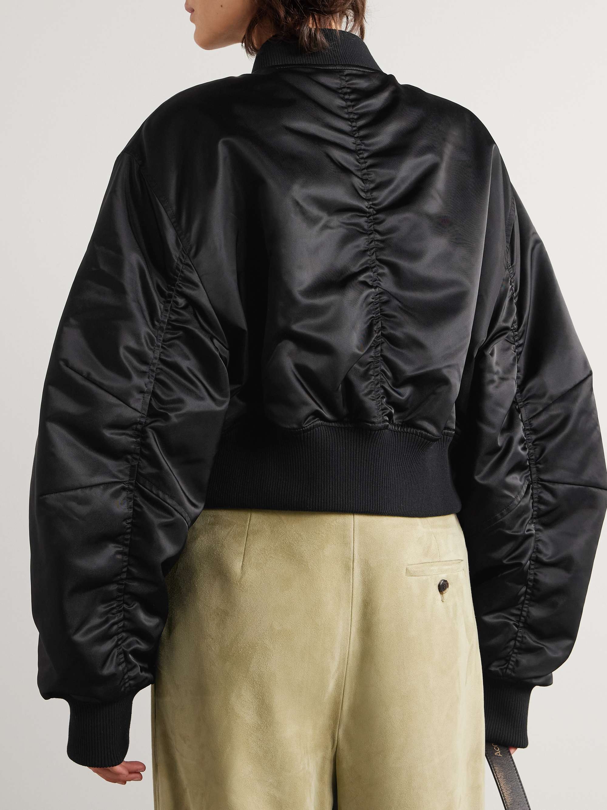 + Shoreditch Ski Club Jett cropped recycled satin-twill bomber jacket view