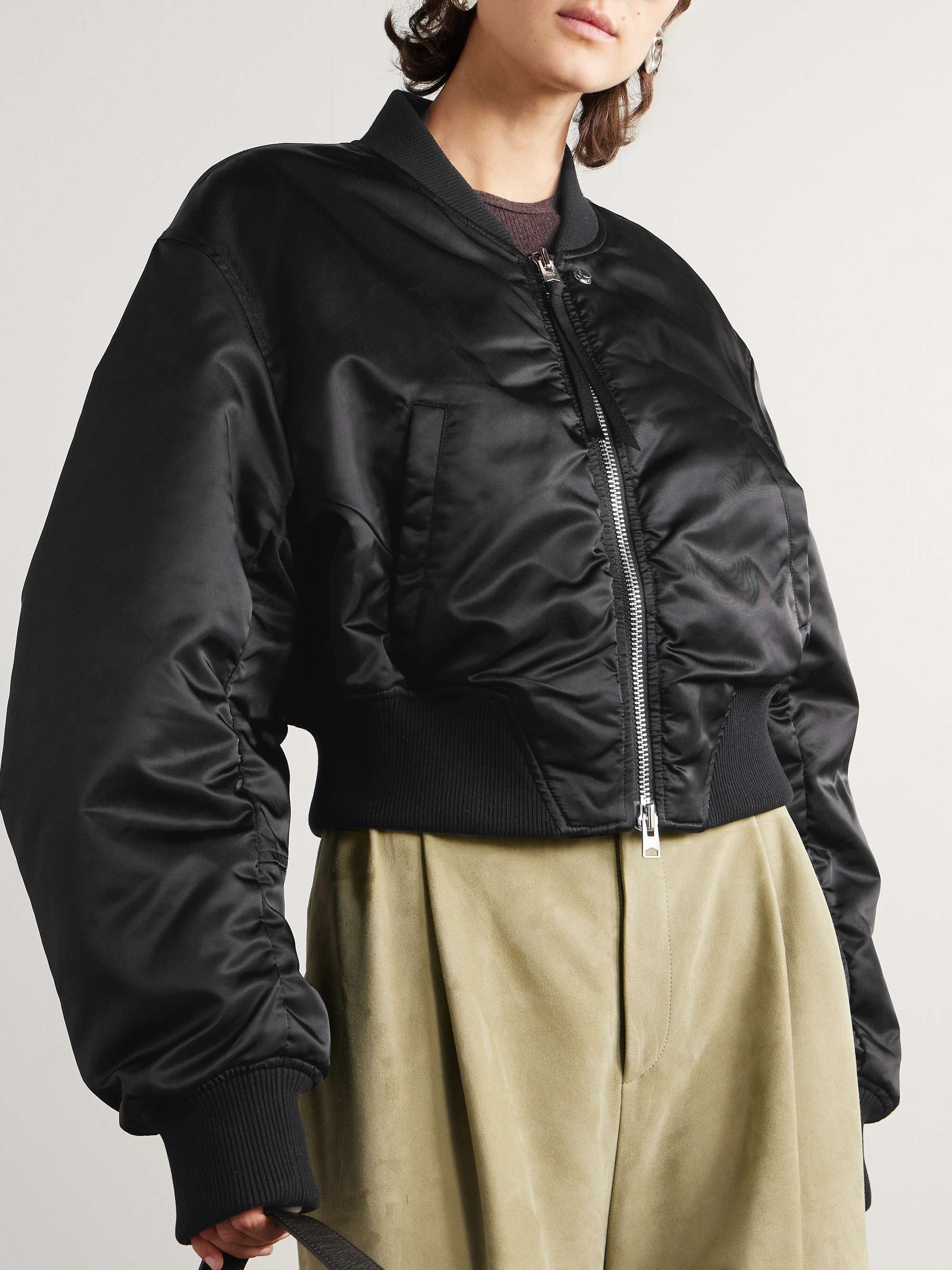 + Shoreditch Ski Club Jett cropped recycled satin-twill bomber jacket view