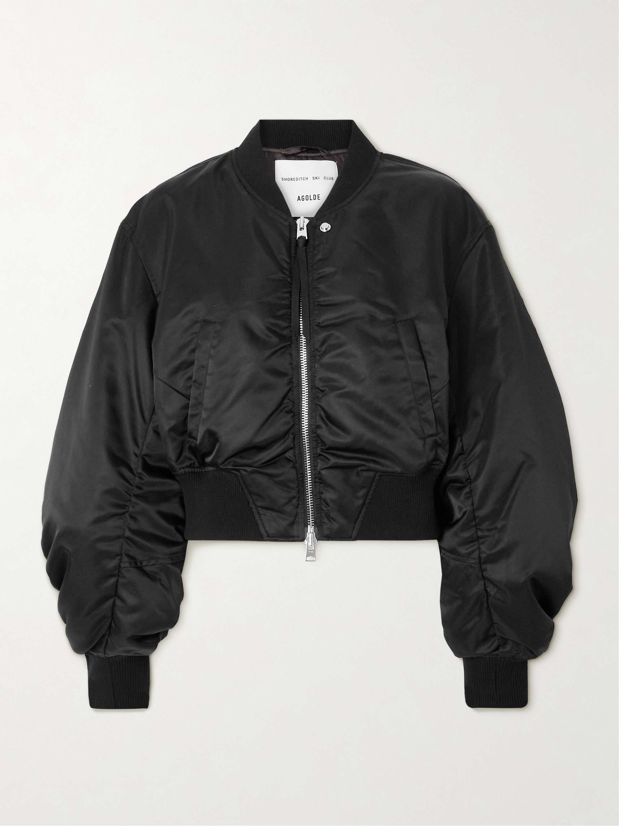 + Shoreditch Ski Club Jett cropped recycled satin-twill bomber jacket view