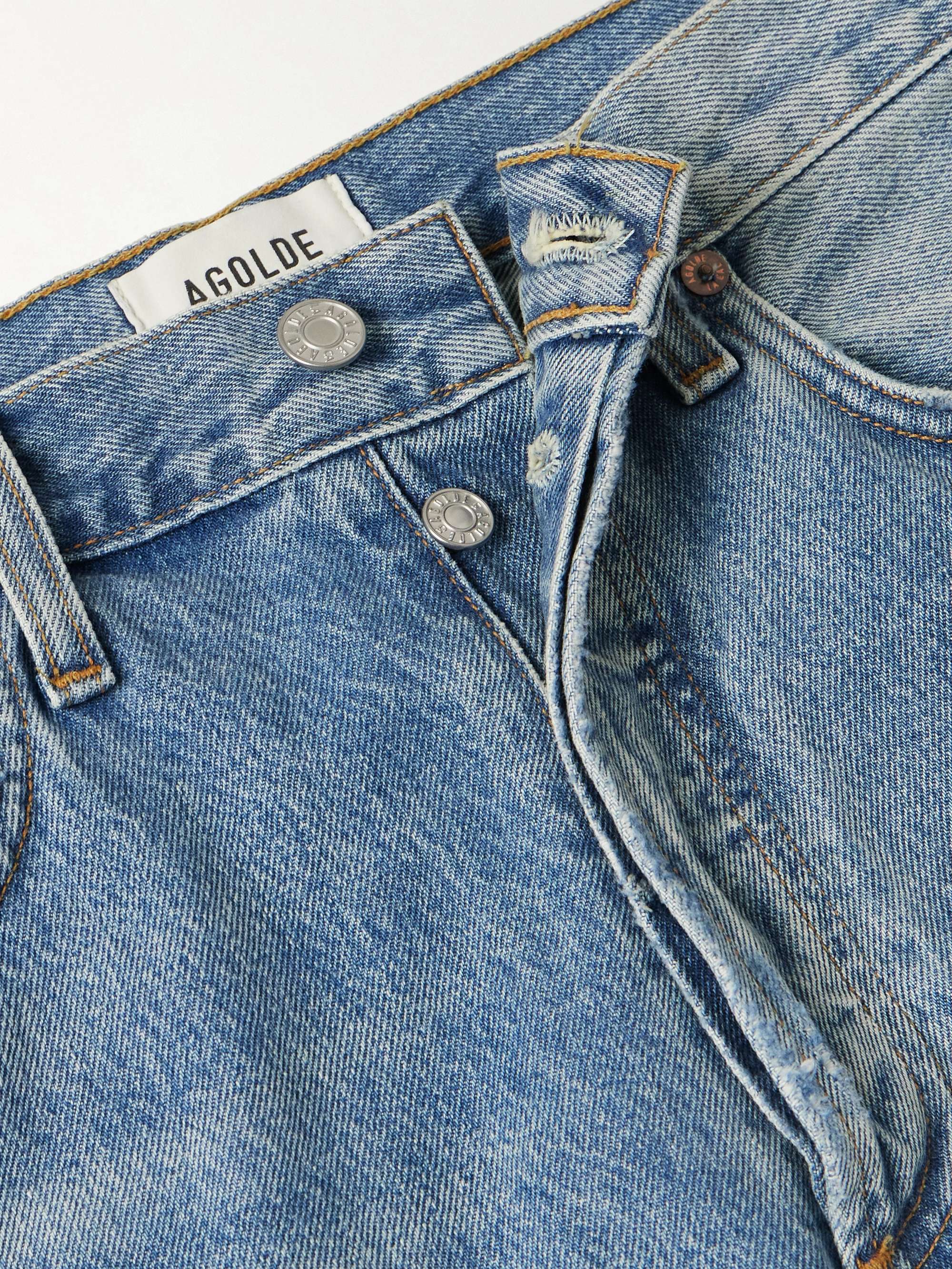 Kelly distressed high-rise straight-leg jeans view