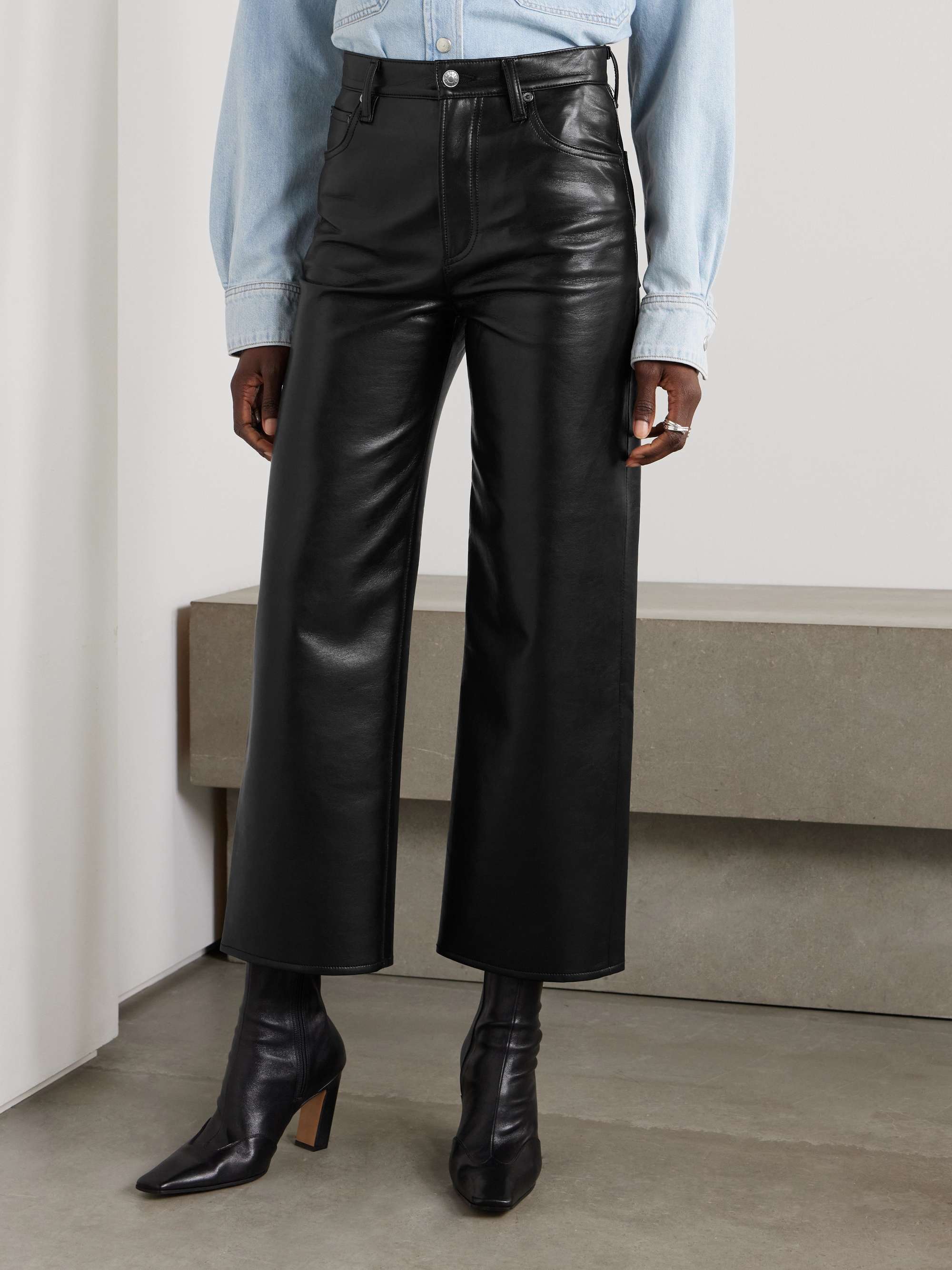 Ren cropped high-rise wide-leg leather pants view