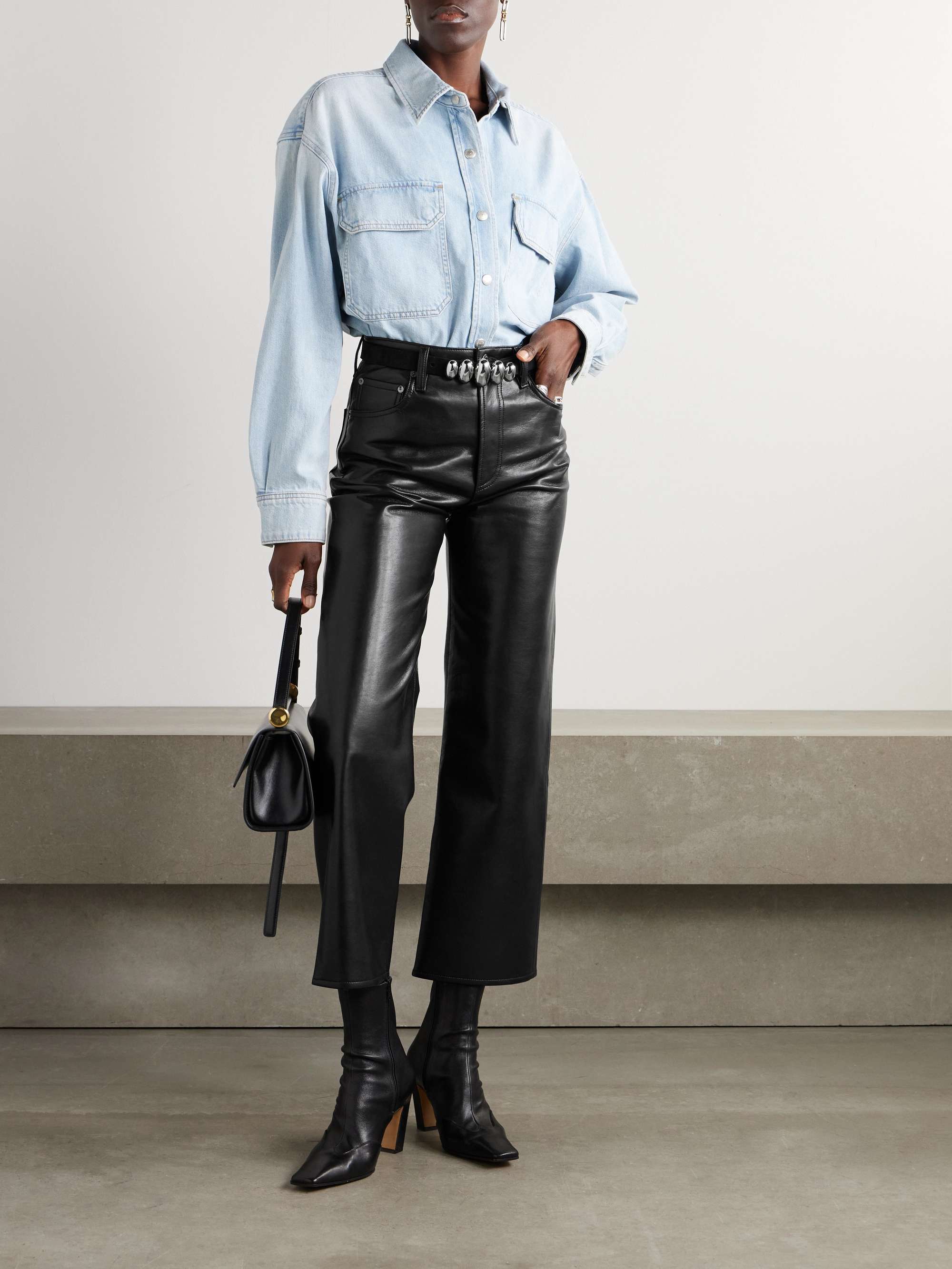 Ren cropped high-rise wide-leg leather pants view