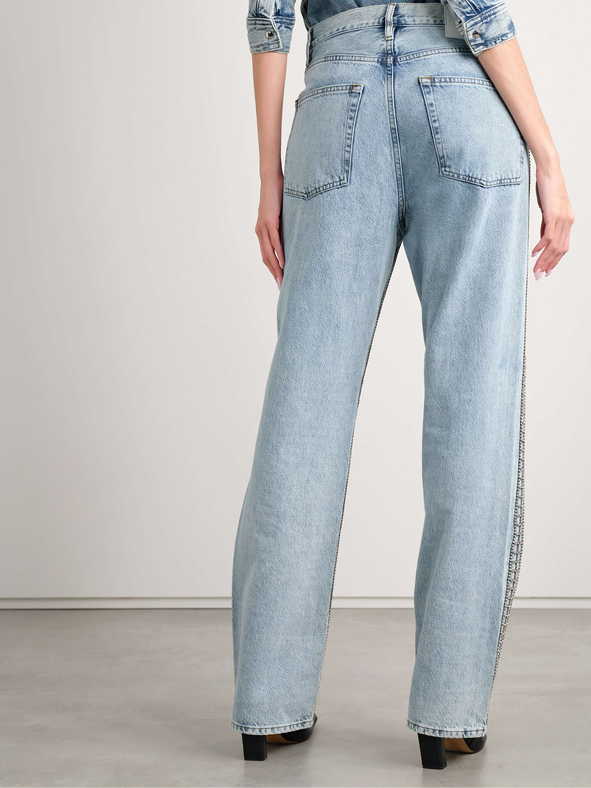 The Showgirl crystal-embellished high-rise straight-leg jeans view