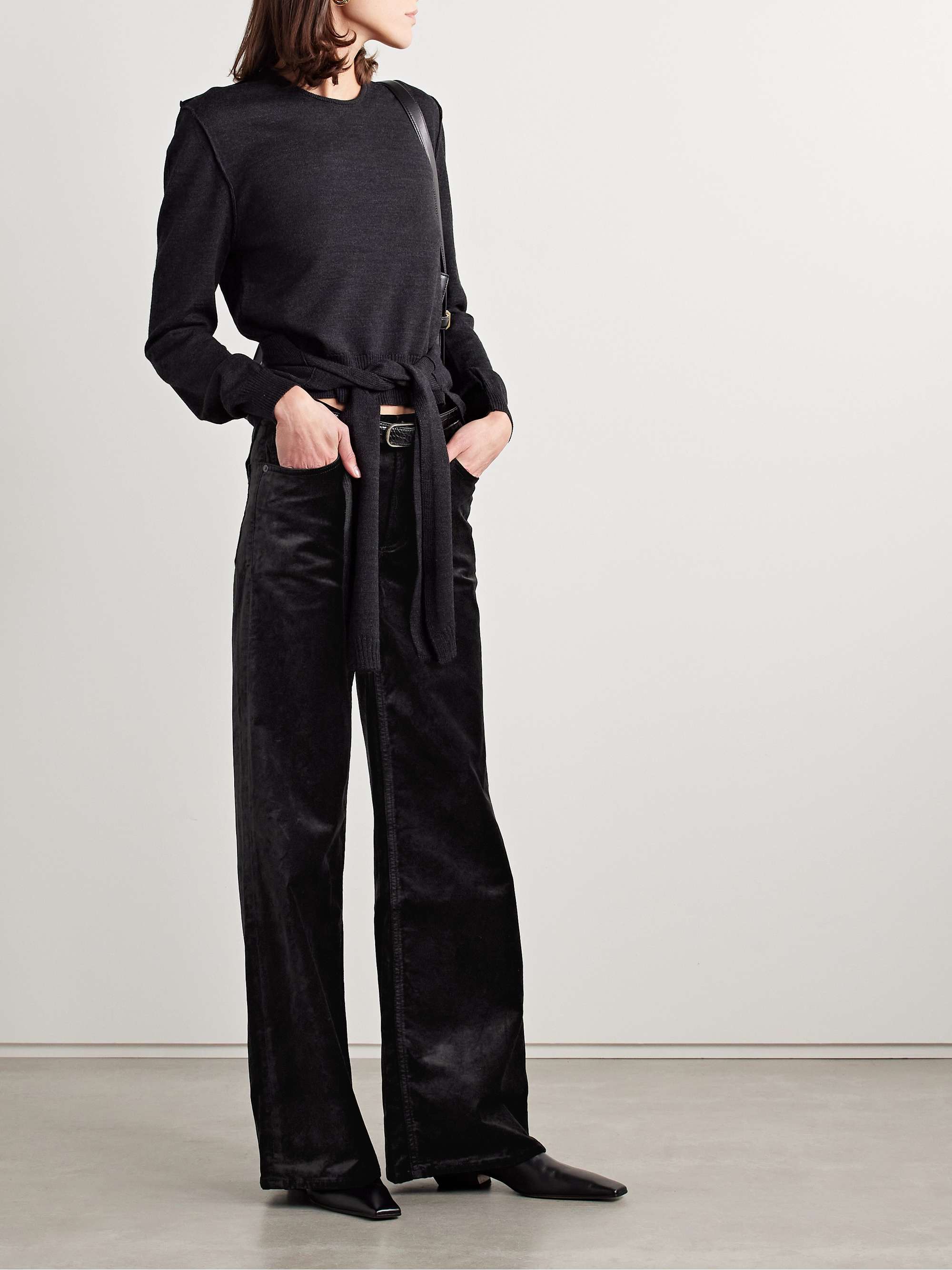 Lolli cotton-blend velvet wide-leg pants view