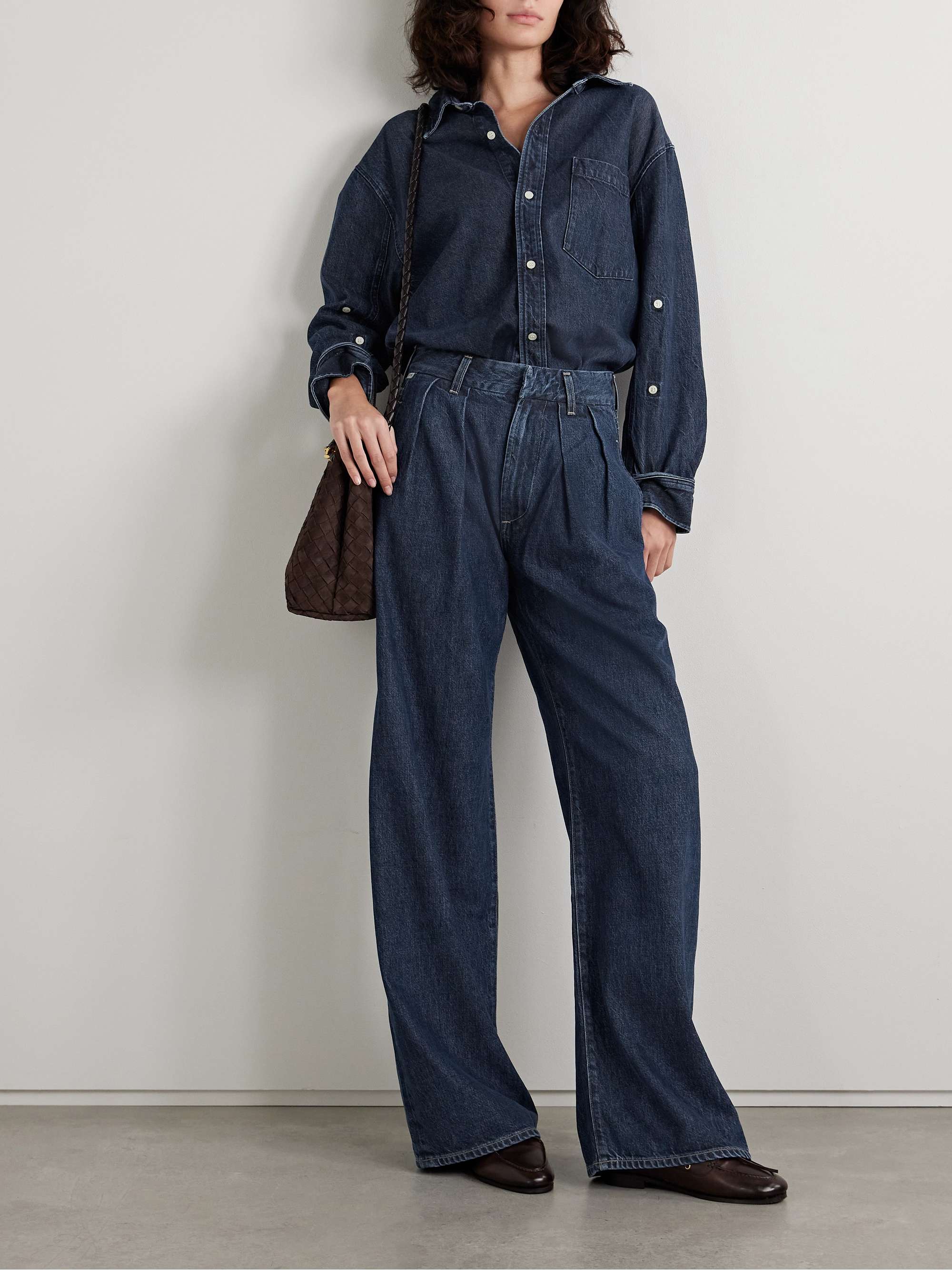 Petra pleated high-rise wide-leg jeans view