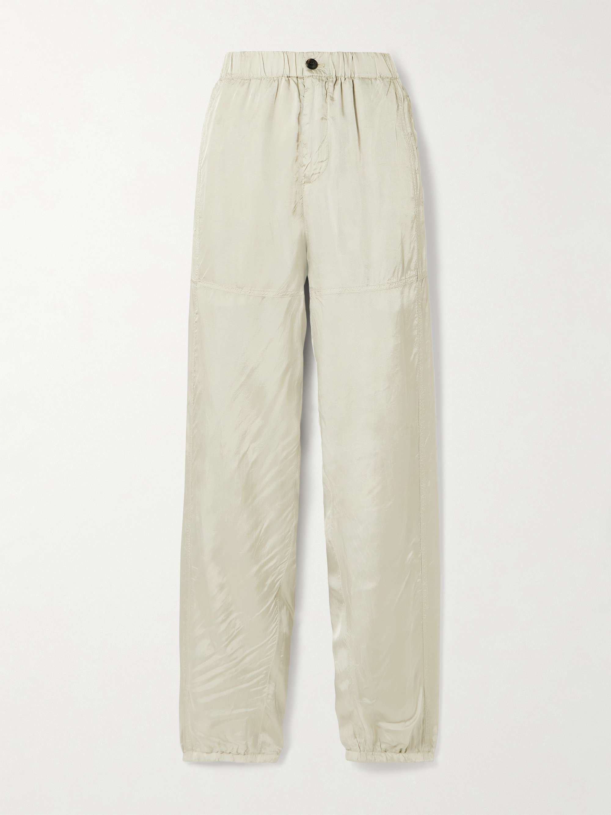 Paneled satin-twill wide-leg pants view