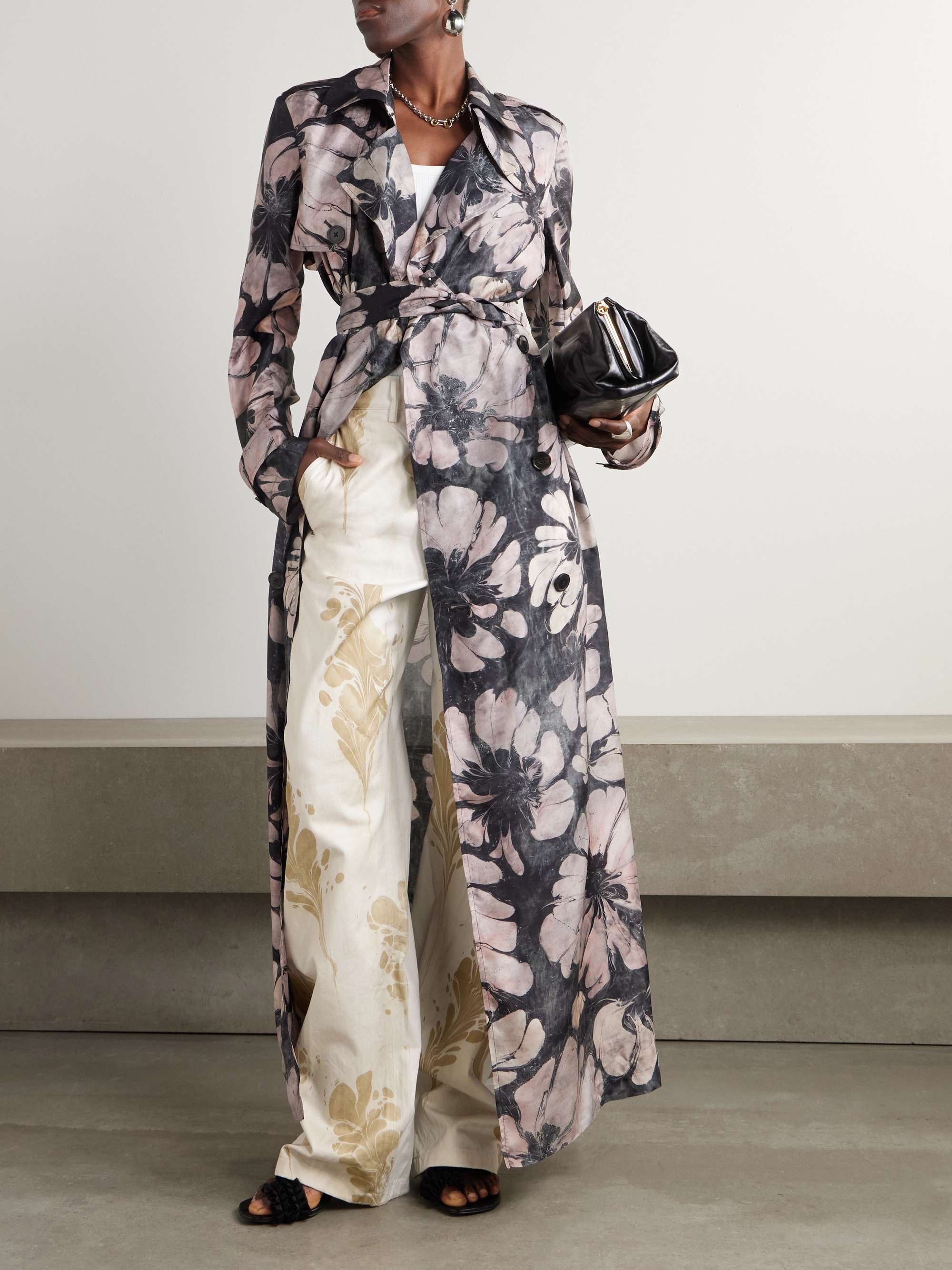 Floral-print cotton straight-leg pants view