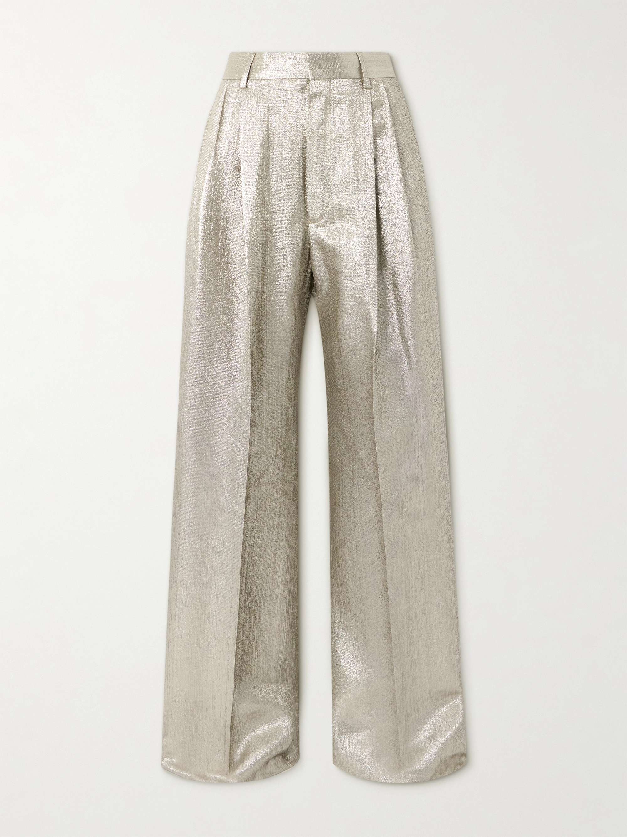 Pleated lamé wide-leg pants view