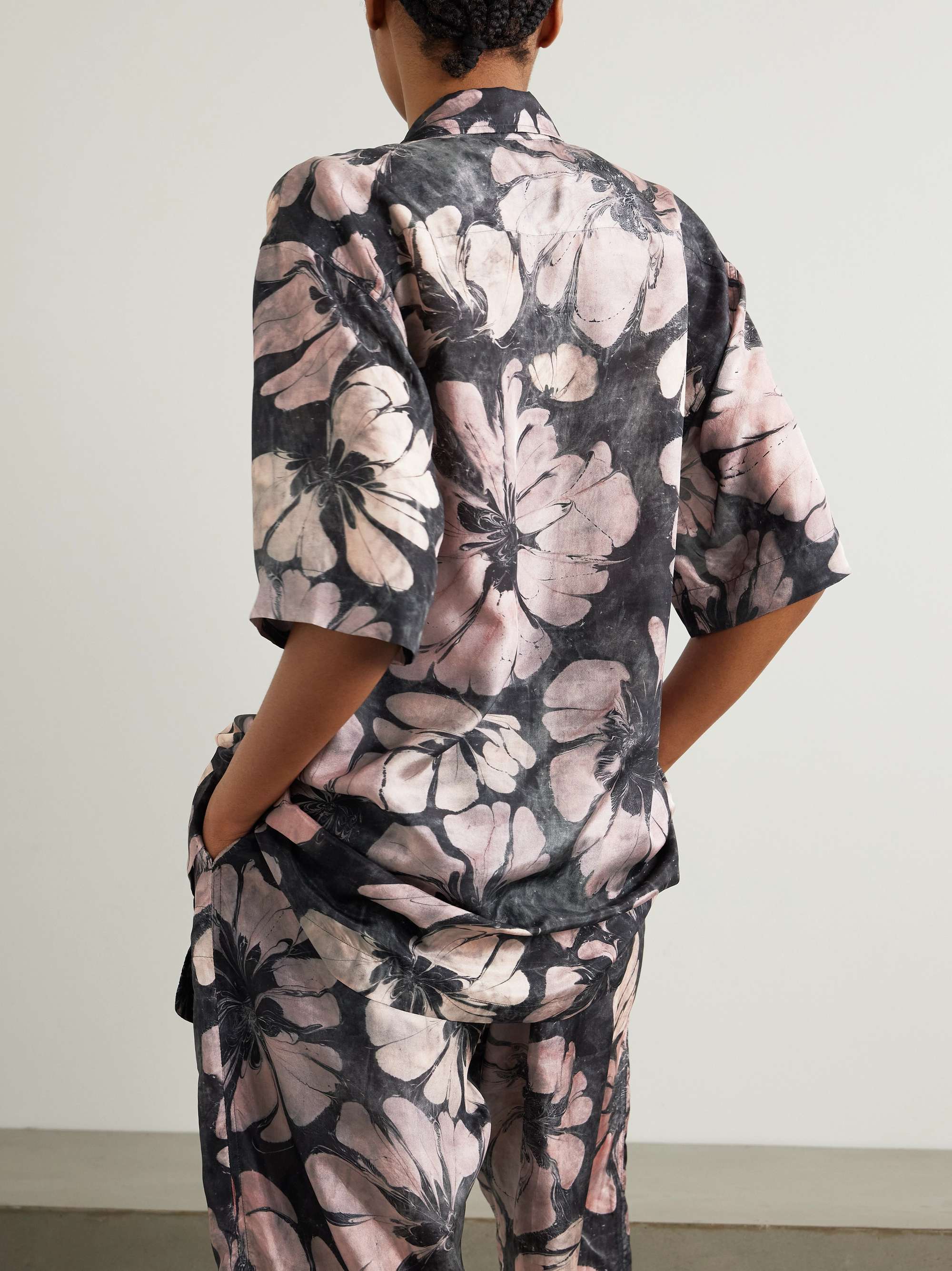 Floral-print silk-voile shirt view