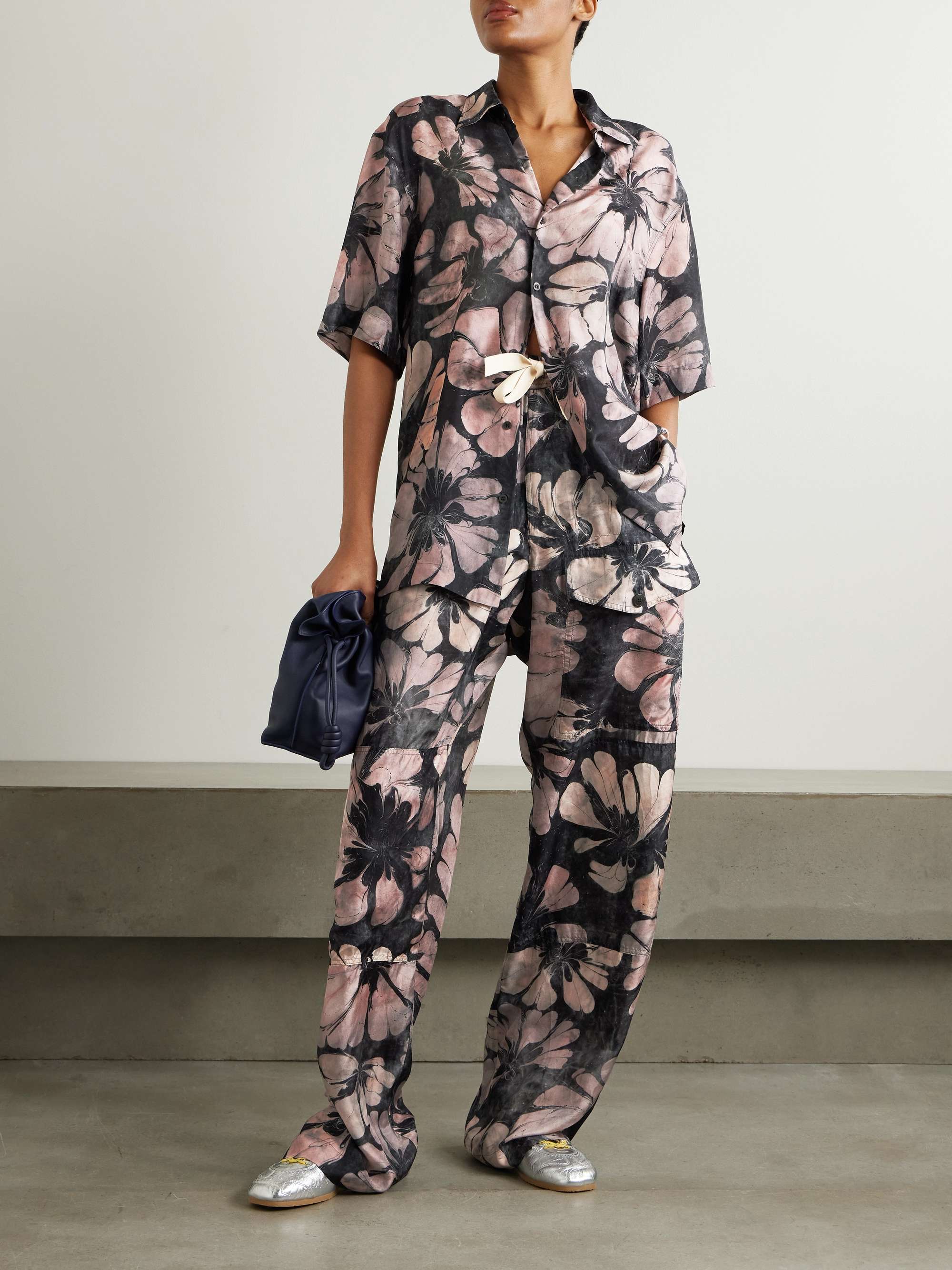 Floral-print silk-voile shirt view