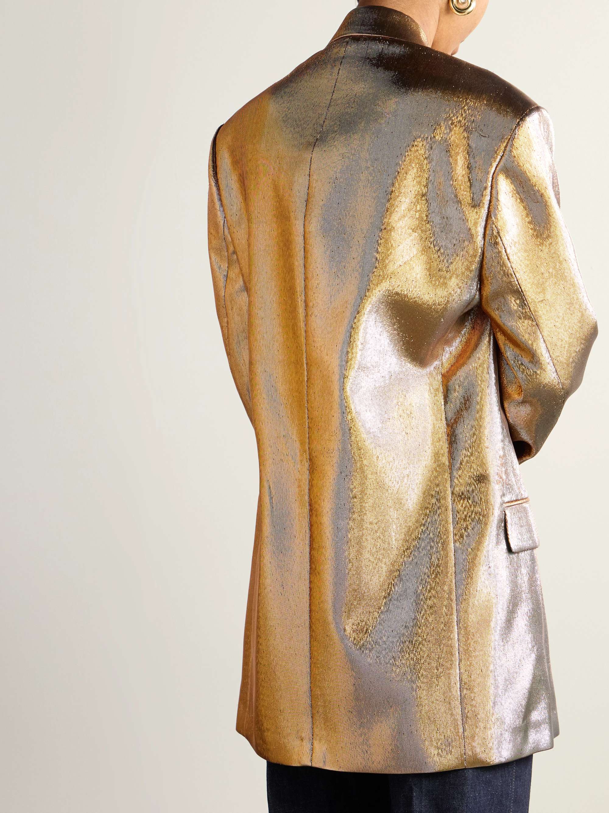 Oversized double-breasted lamé blazer view