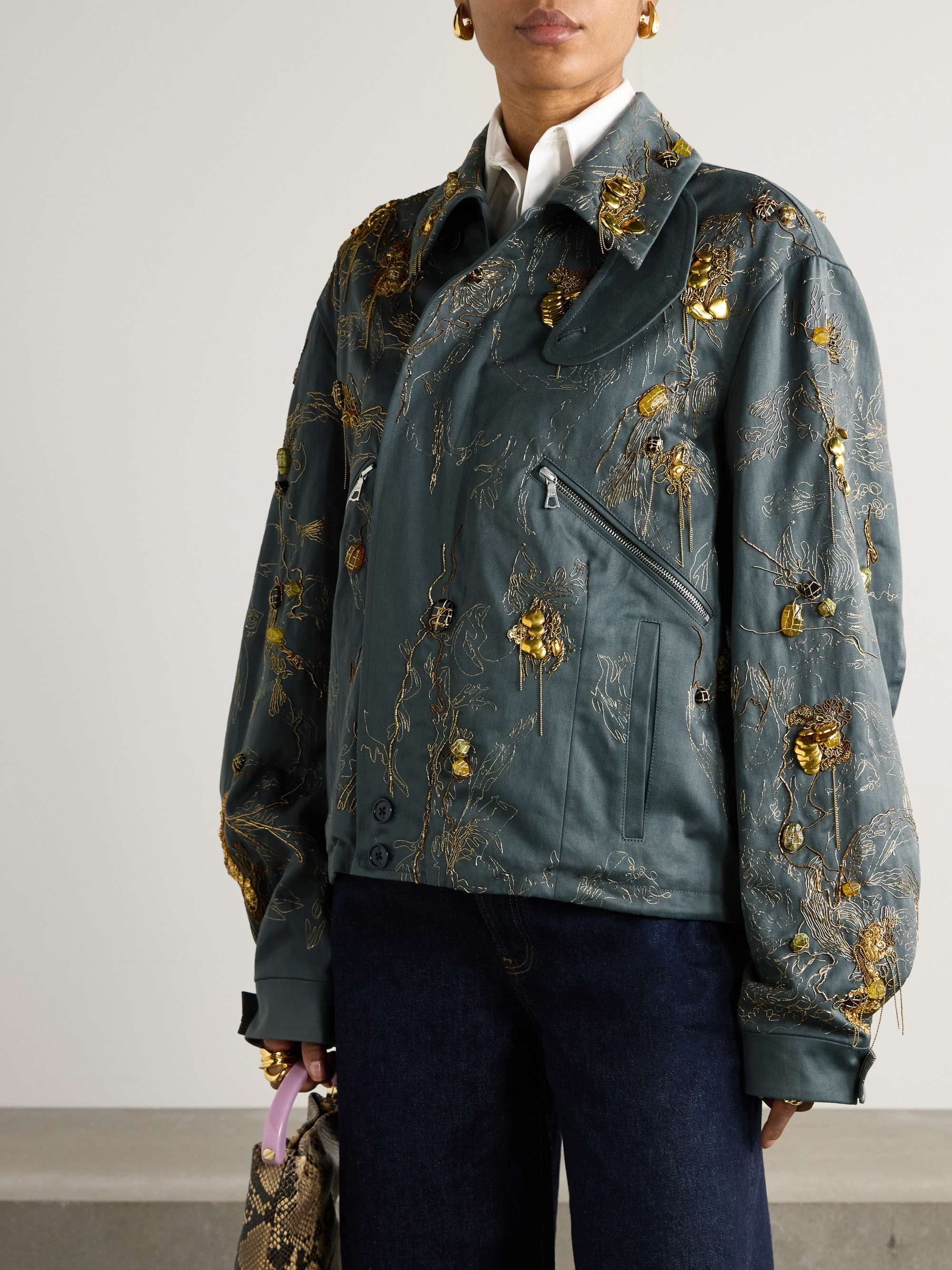 Embellished cotton-canvas jacket view