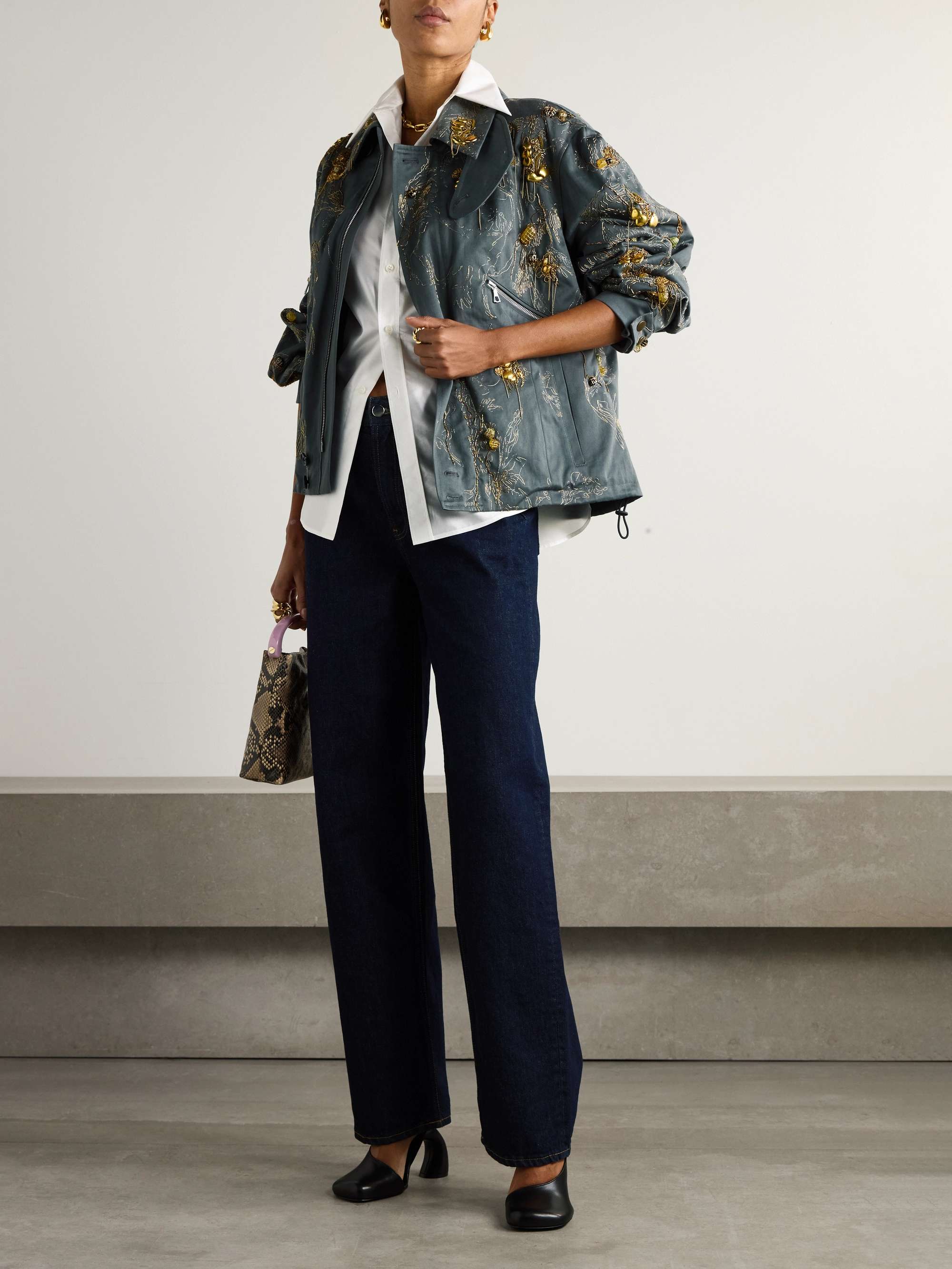 Embellished cotton-canvas jacket view
