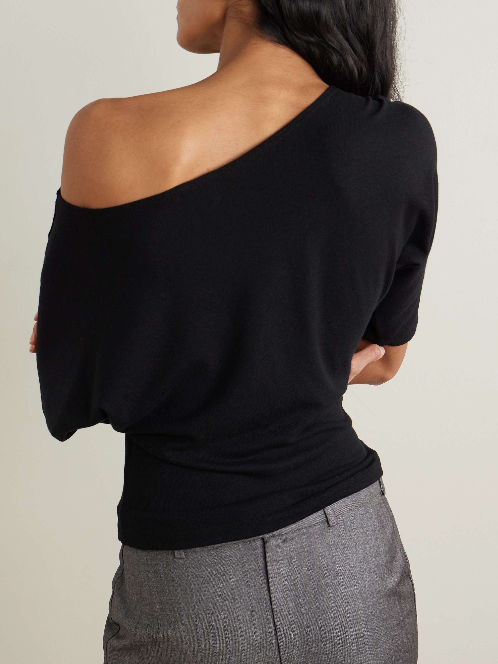 Lauren asymmetric off-the-shoulder jersey top view