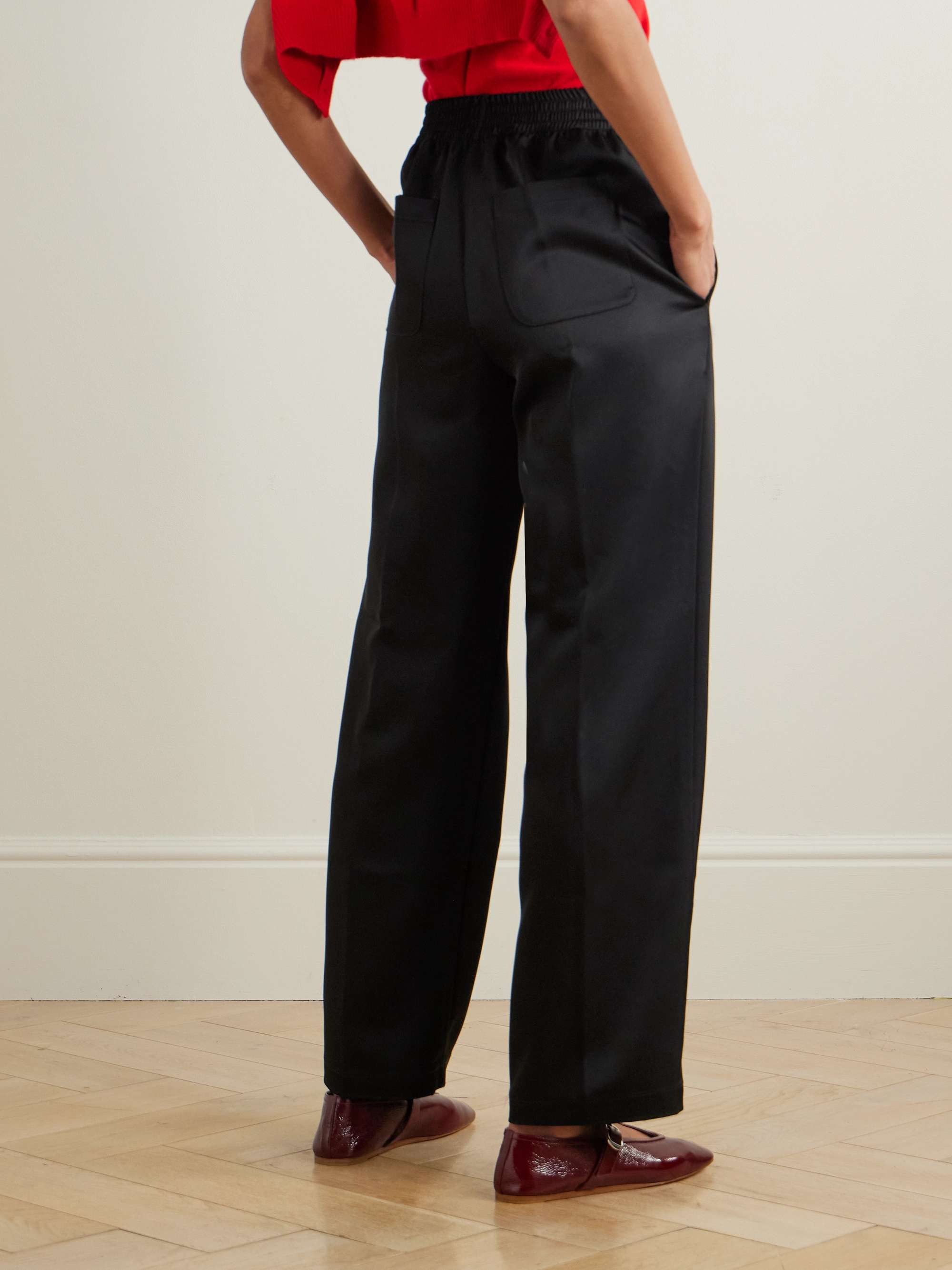 Barb pleated satin wide-leg pants view