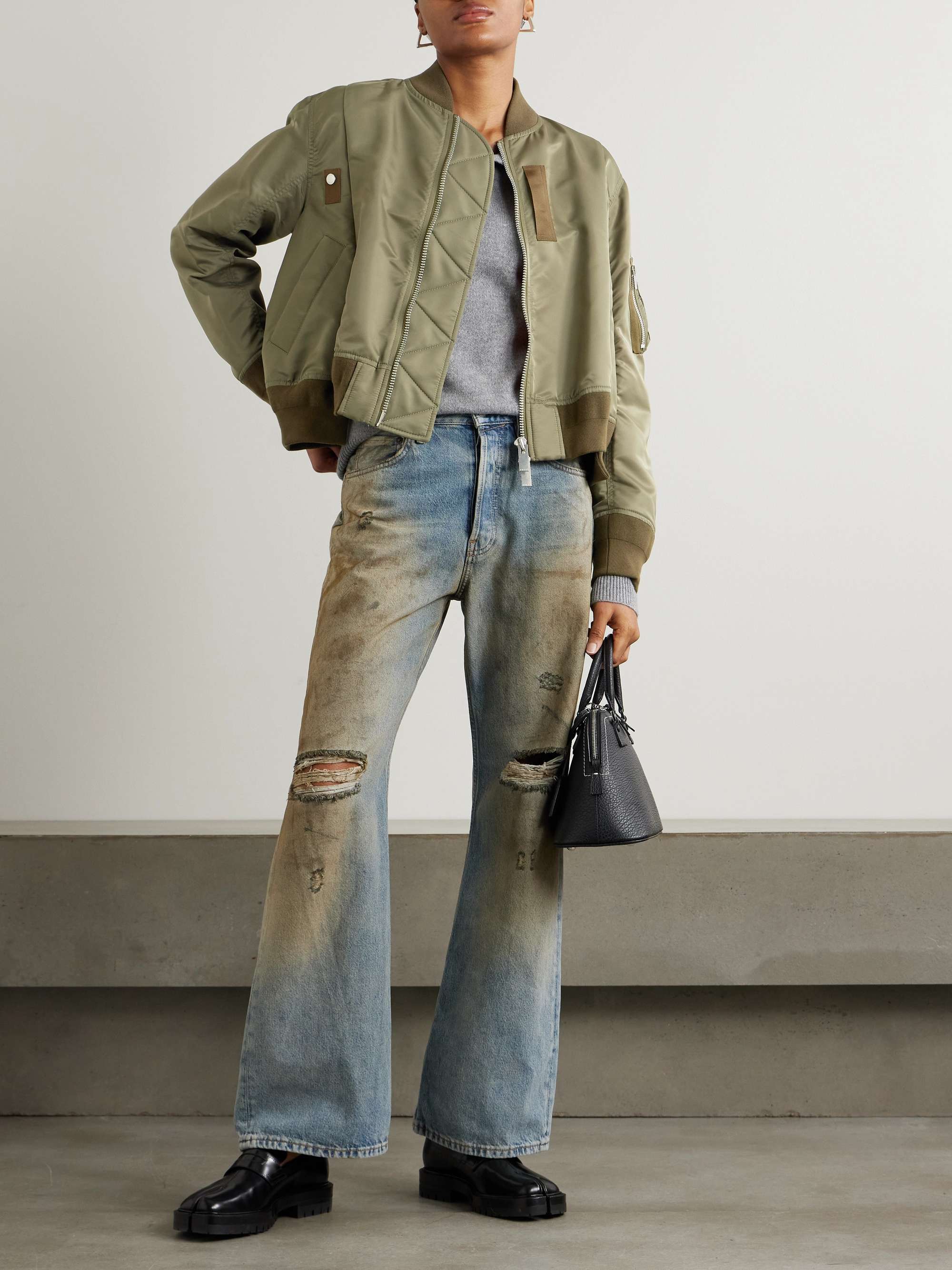 Grosgrain-trimmed shell bomber jacket view
