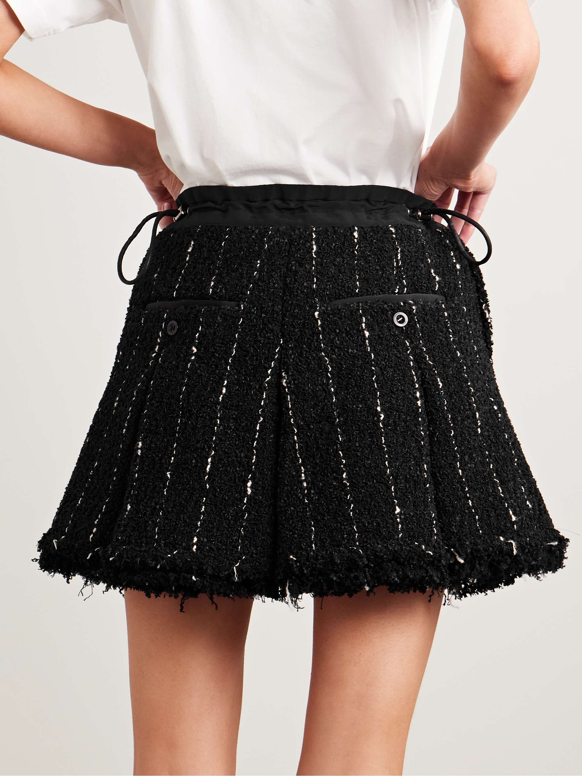 Pinstriped bouclé shorts view