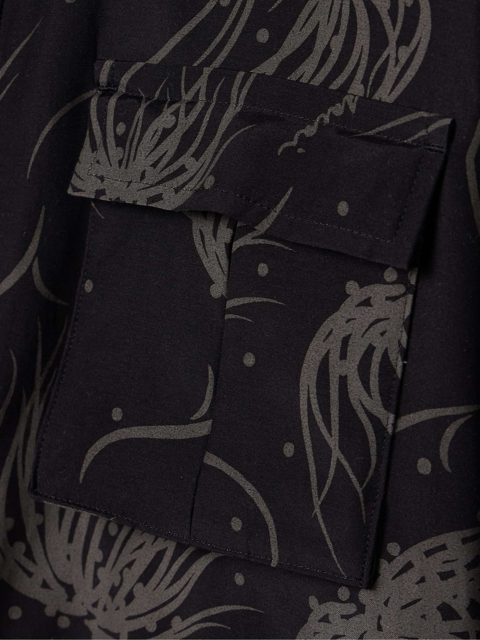 Cropped shell-trimmed printed poplin shirt view
