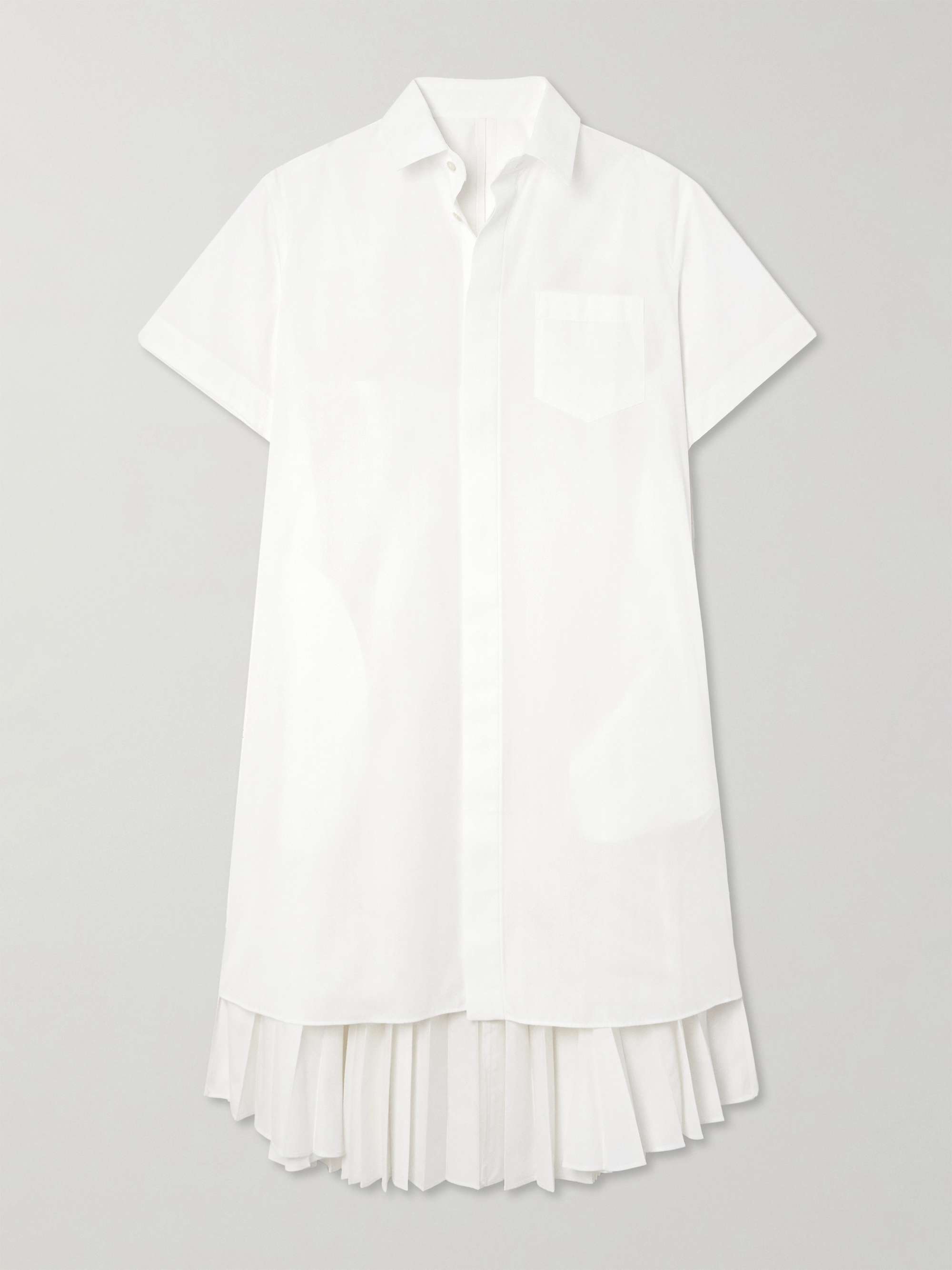 Layered pleated poplin midi shirt dress view