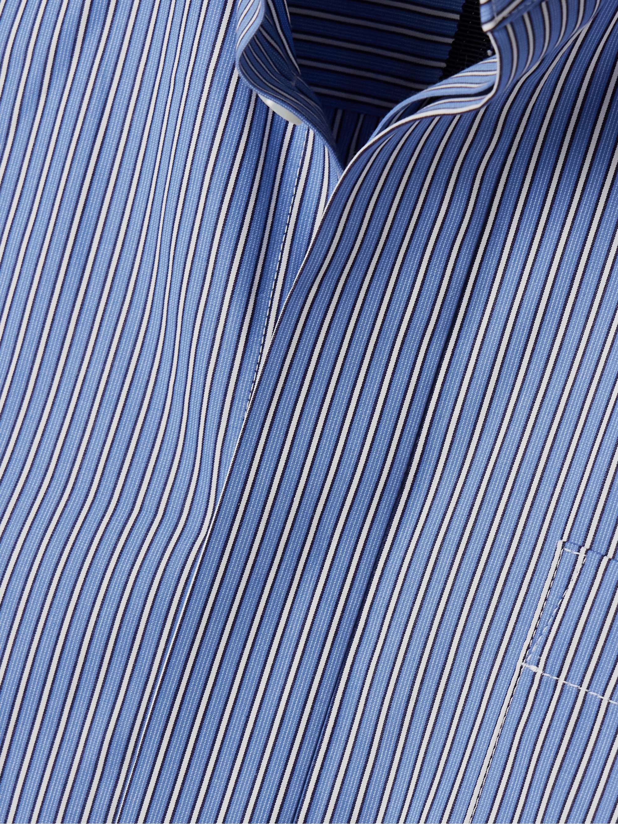 Layered pleated pinstriped poplin shirt view