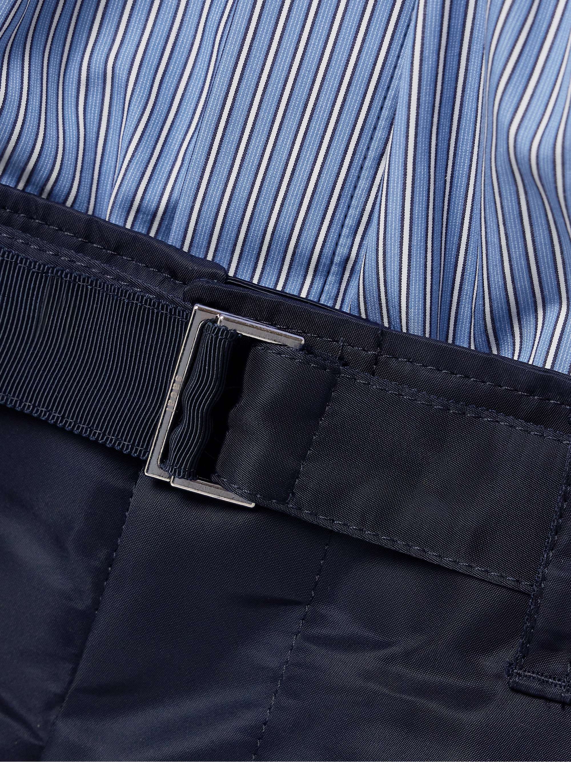 Belted pinstriped poplin and shell mini dress view