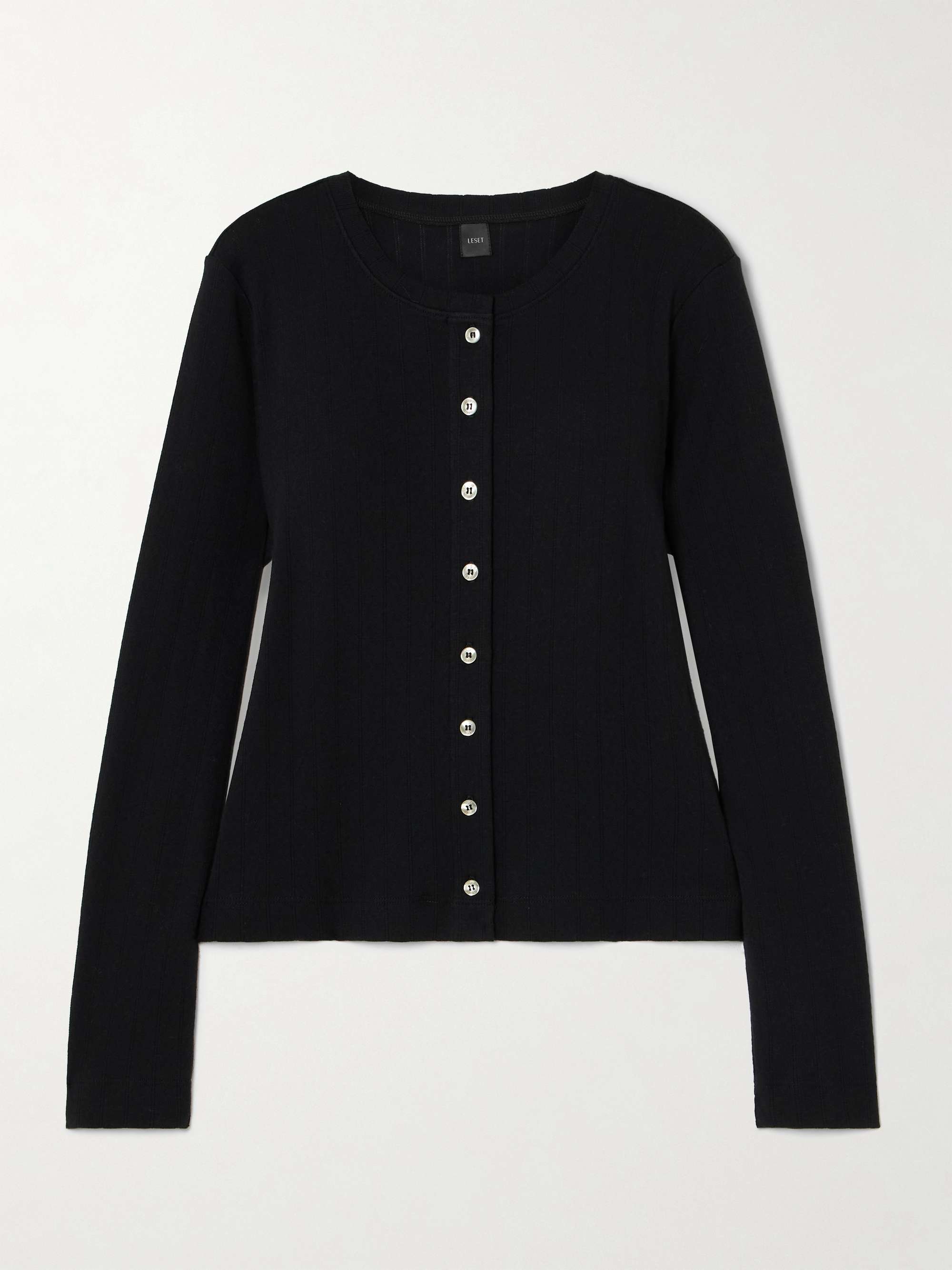 Pointelle-knit cotton cardigan view