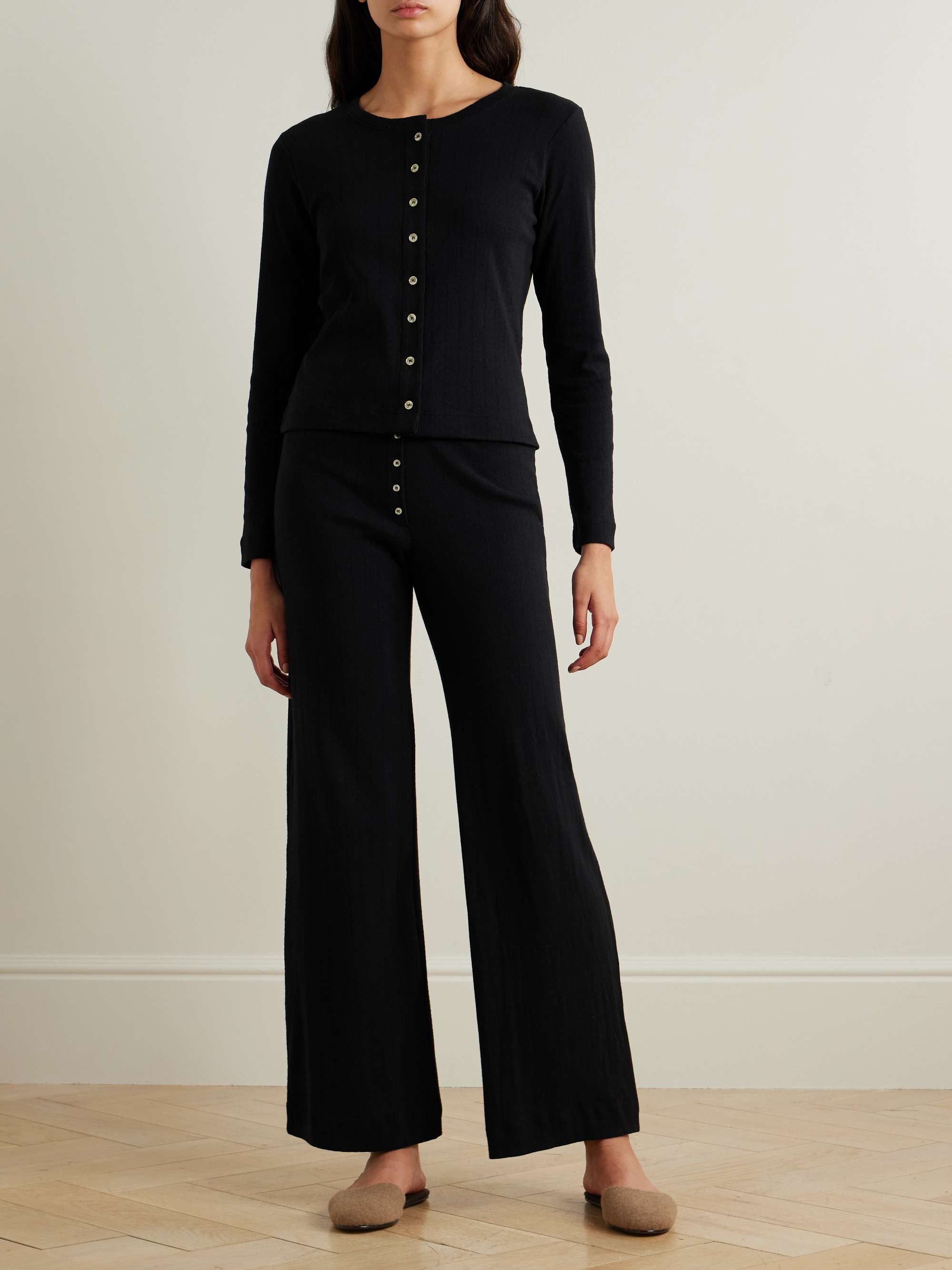 Pointelle-knit cotton cardigan view
