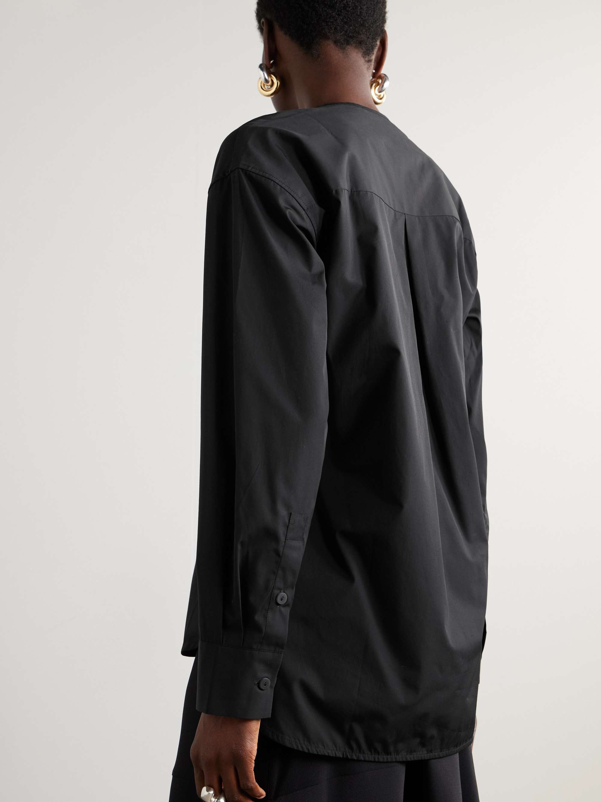 Triqueta tie-detailed cutout cotton-poplin blouse view