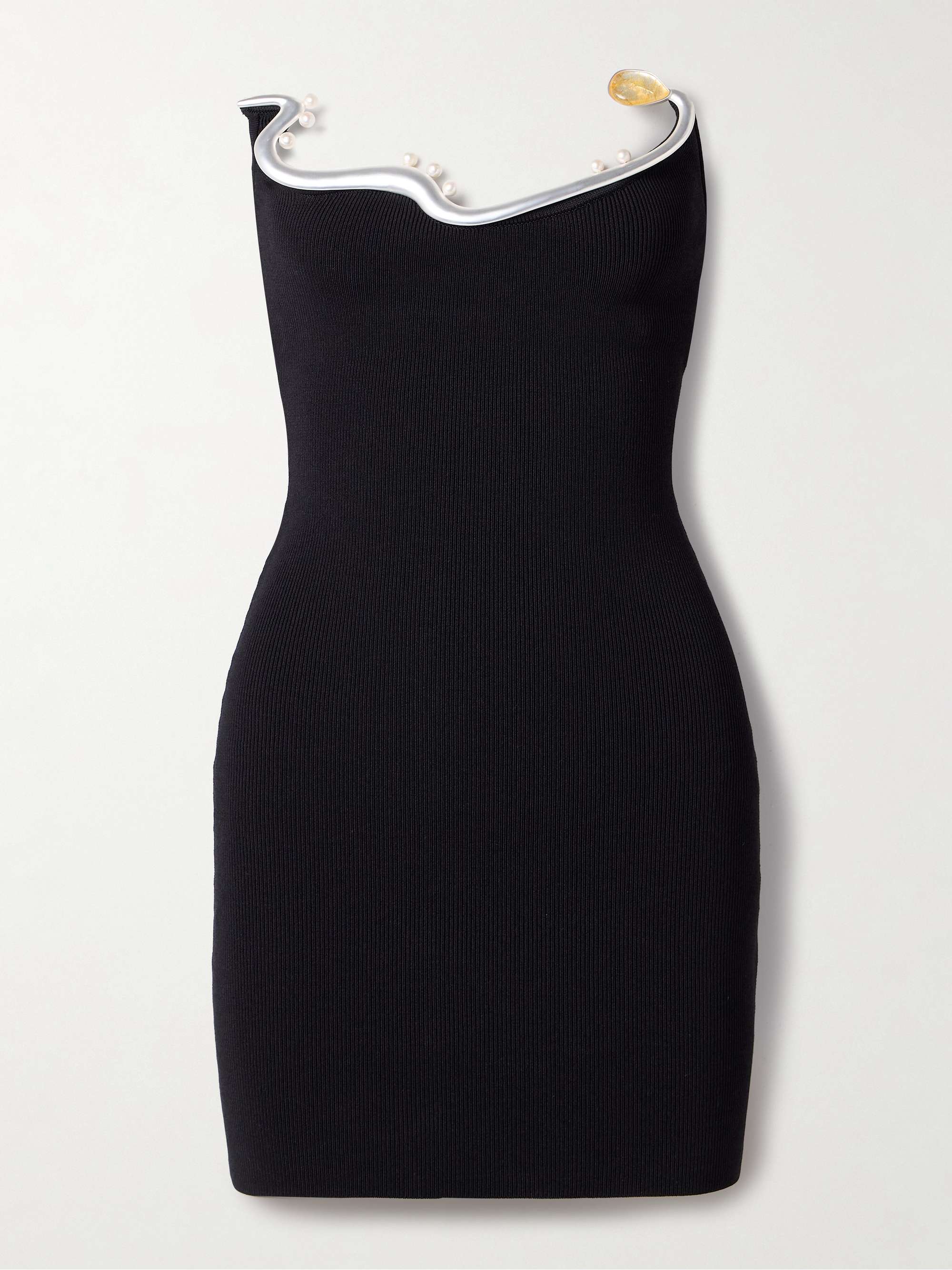 Mollusk strapless embellished ribbed-knit mini dress view