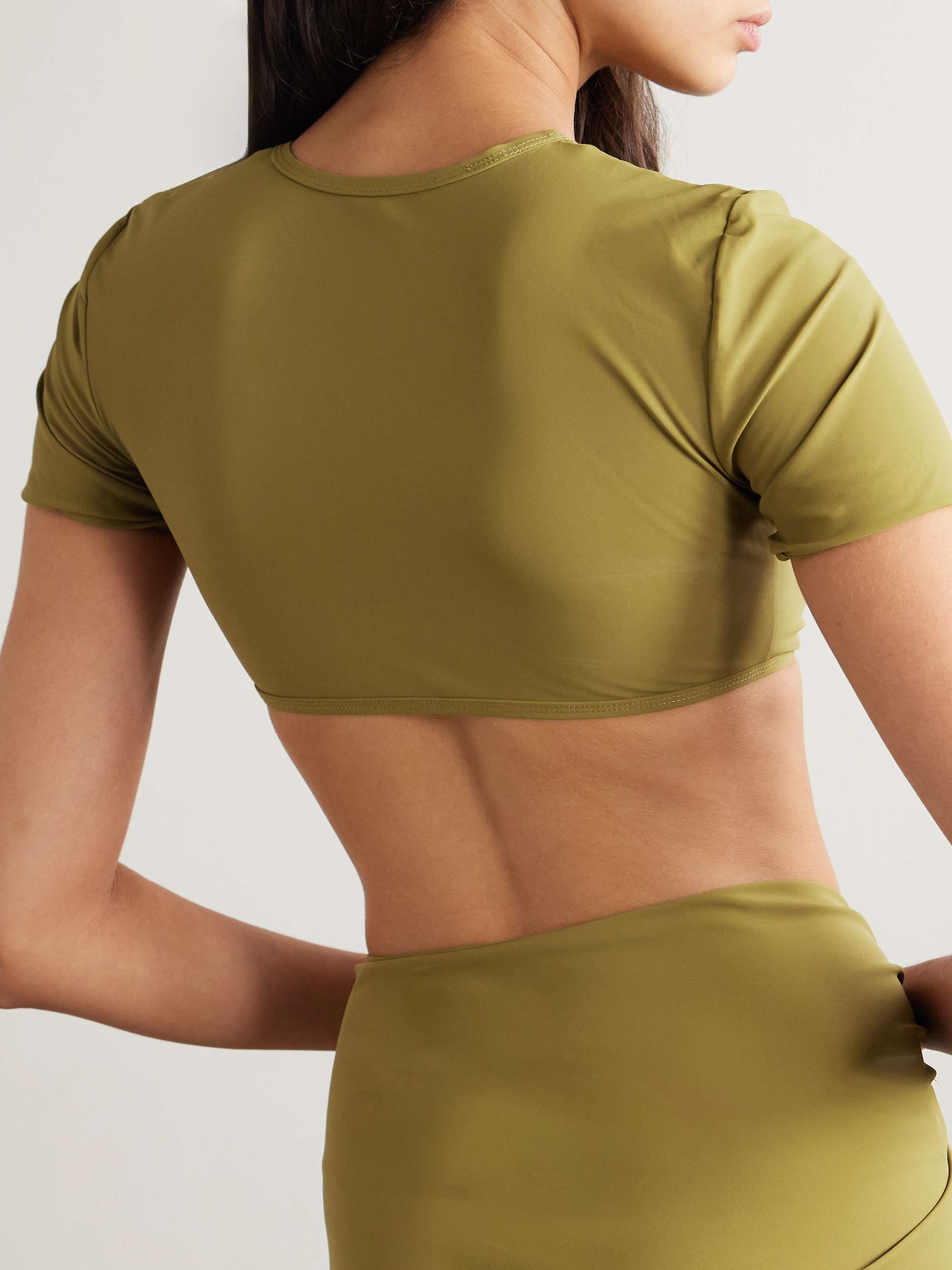Orbit cropped embellished ruched stretch-jersey T-shirt view
