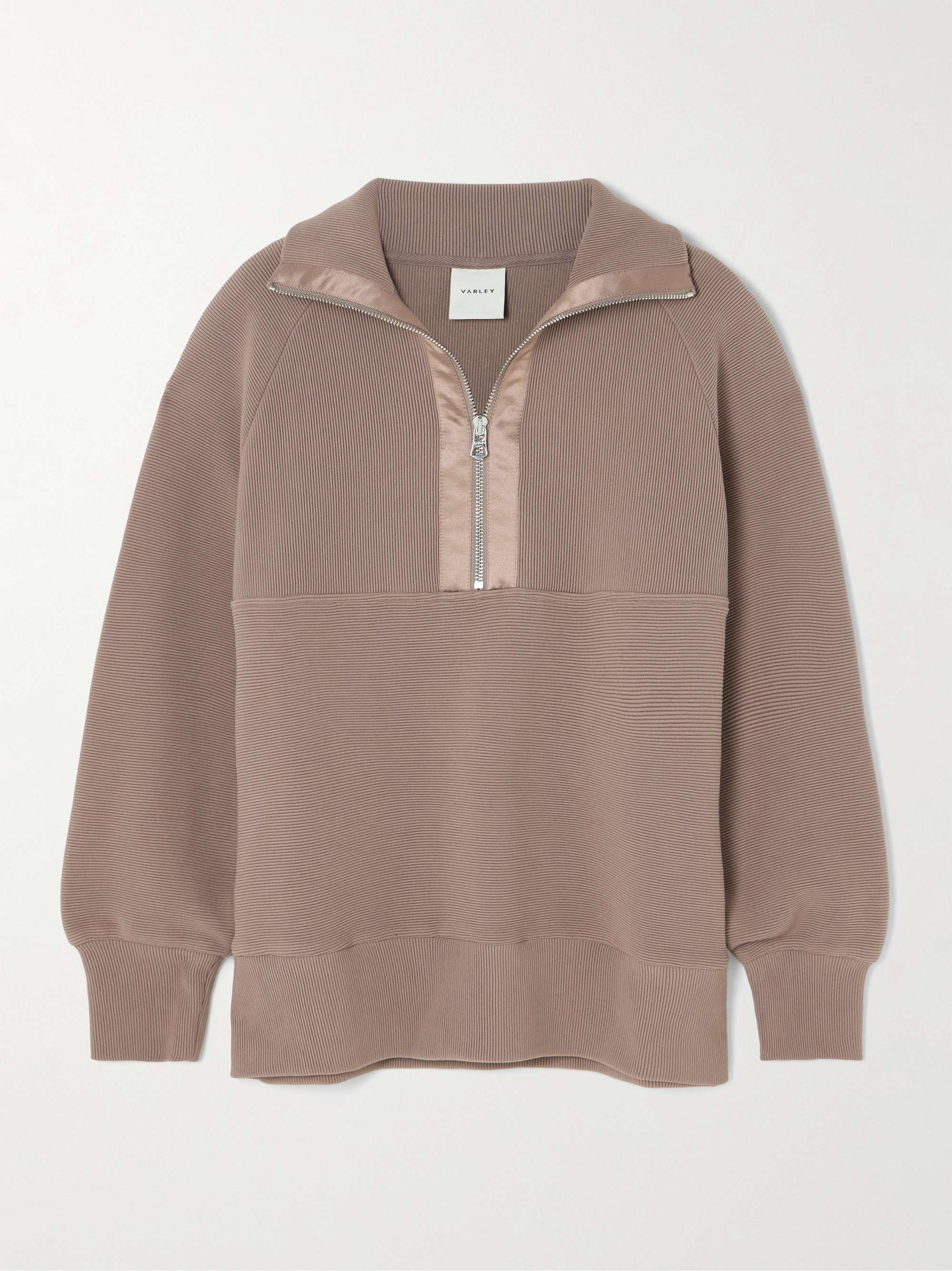 Lismore satin-trimmed ribbed cotton-blend sweater view